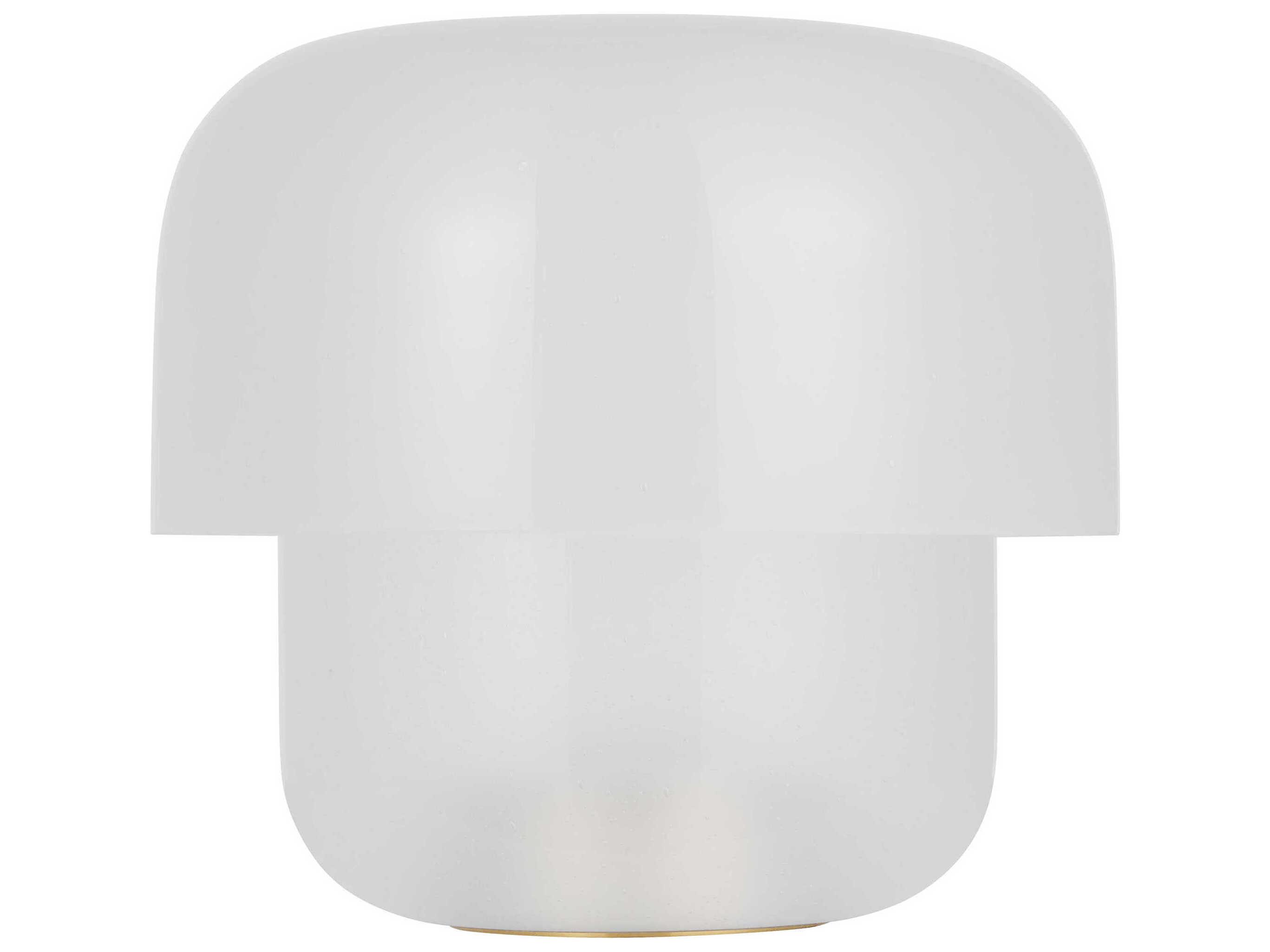 Visual Comfort Modern Bolete Hand Rubbed Antique Brass Seeded Cream Glass White Table Lamp