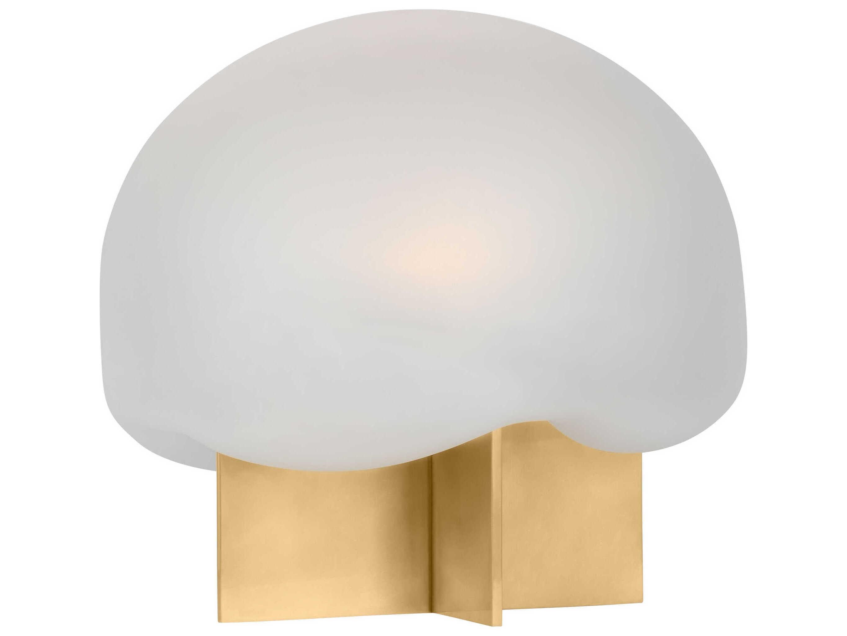 Visual Comfort Modern Fio Hand Rubbed Antique Brass Clear Etched Glass Table Lamp