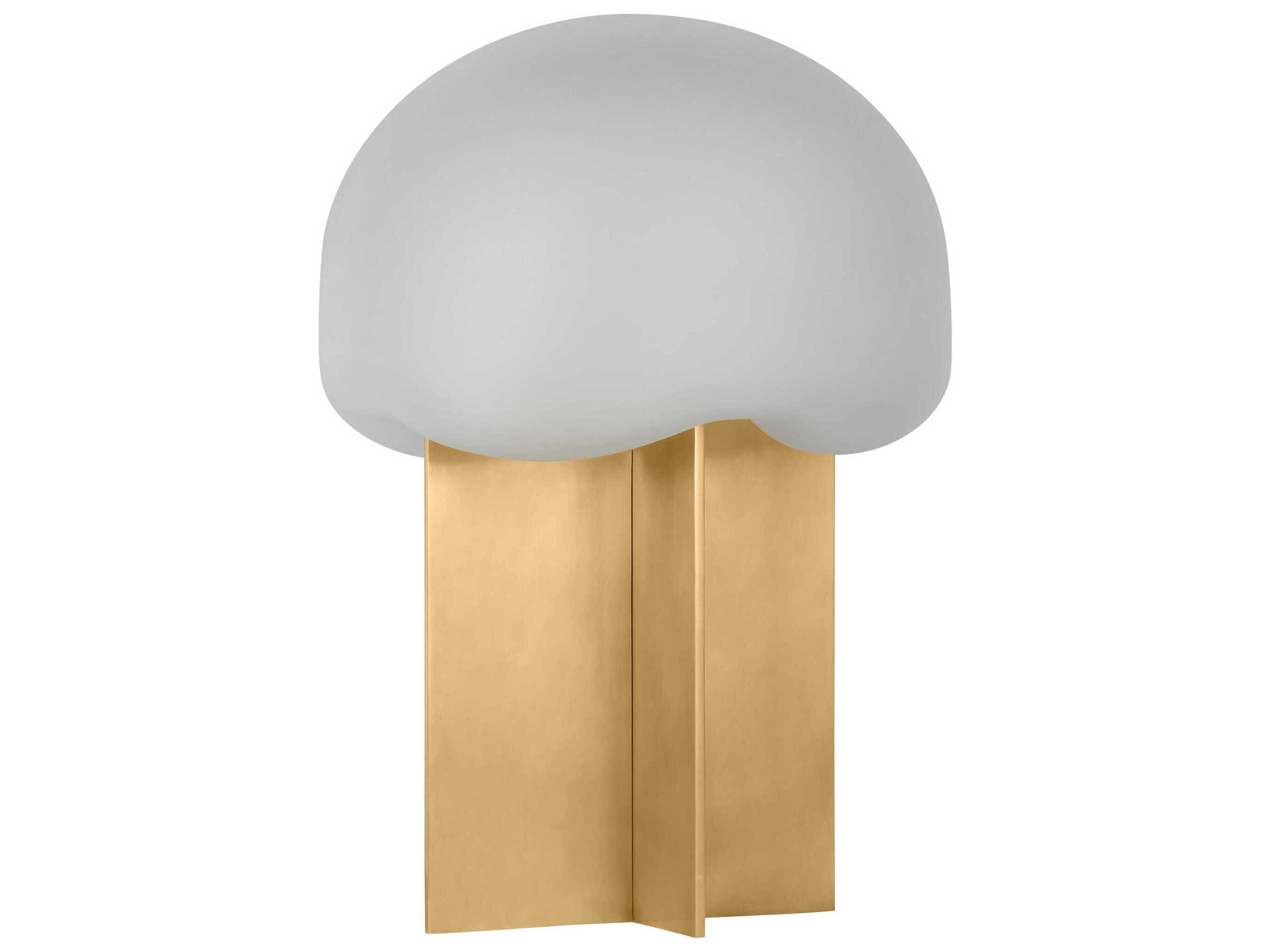 Visual Comfort Modern Fio Hand Rubbed Antique Brass Clear Etched Glass Table Lamp