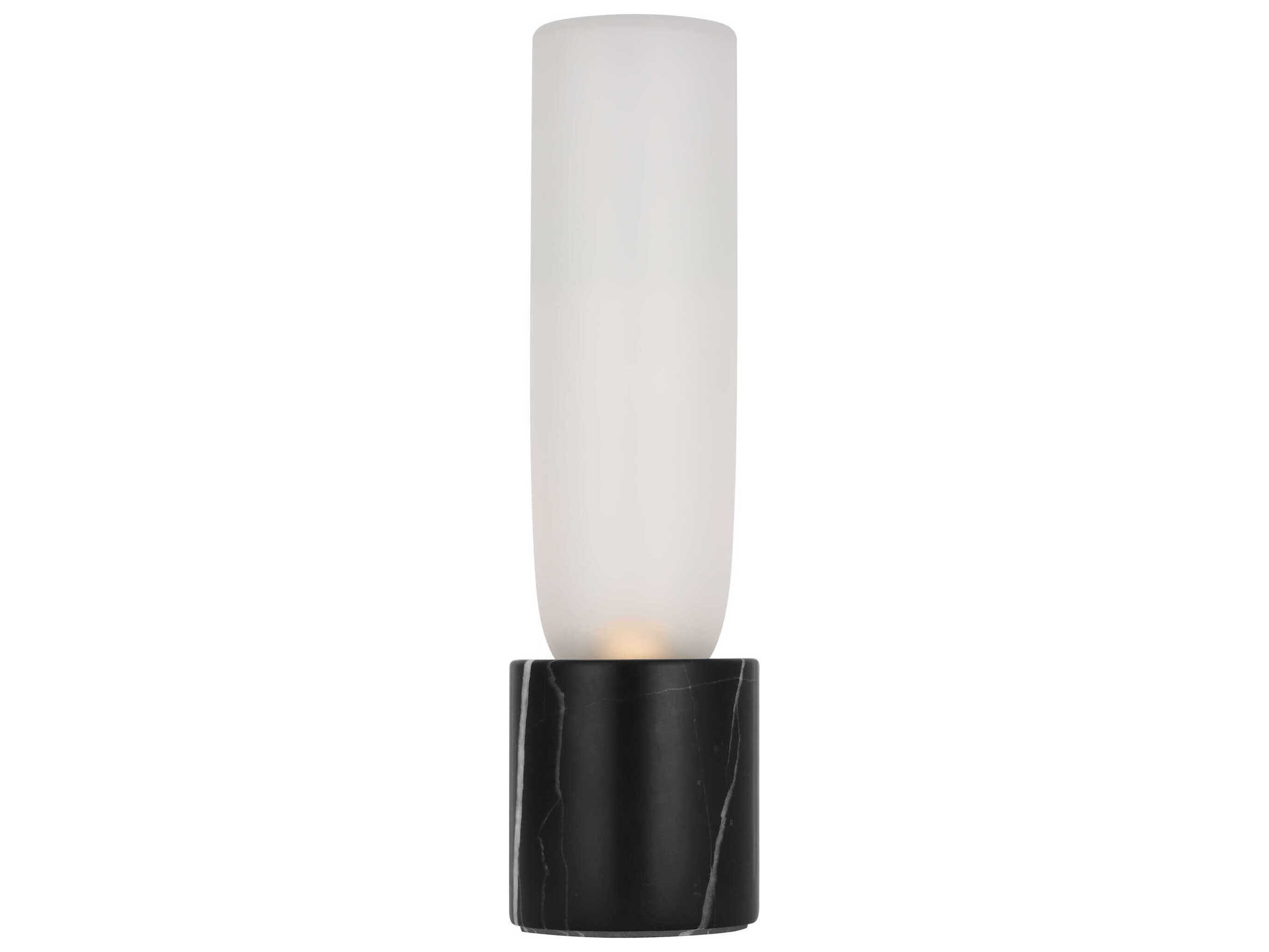 Visual Comfort Modern Volver Black Marble Clear Etched Glass Table Lamp