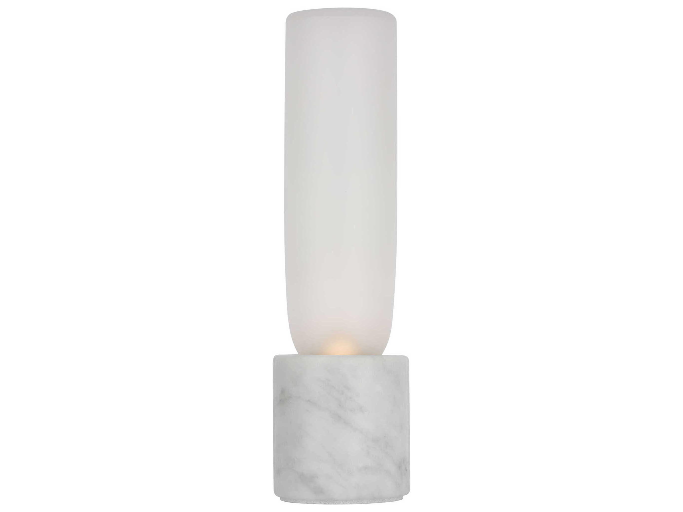 Visual Comfort Modern Volver White Marble Clear Etched Glass Table Lamp