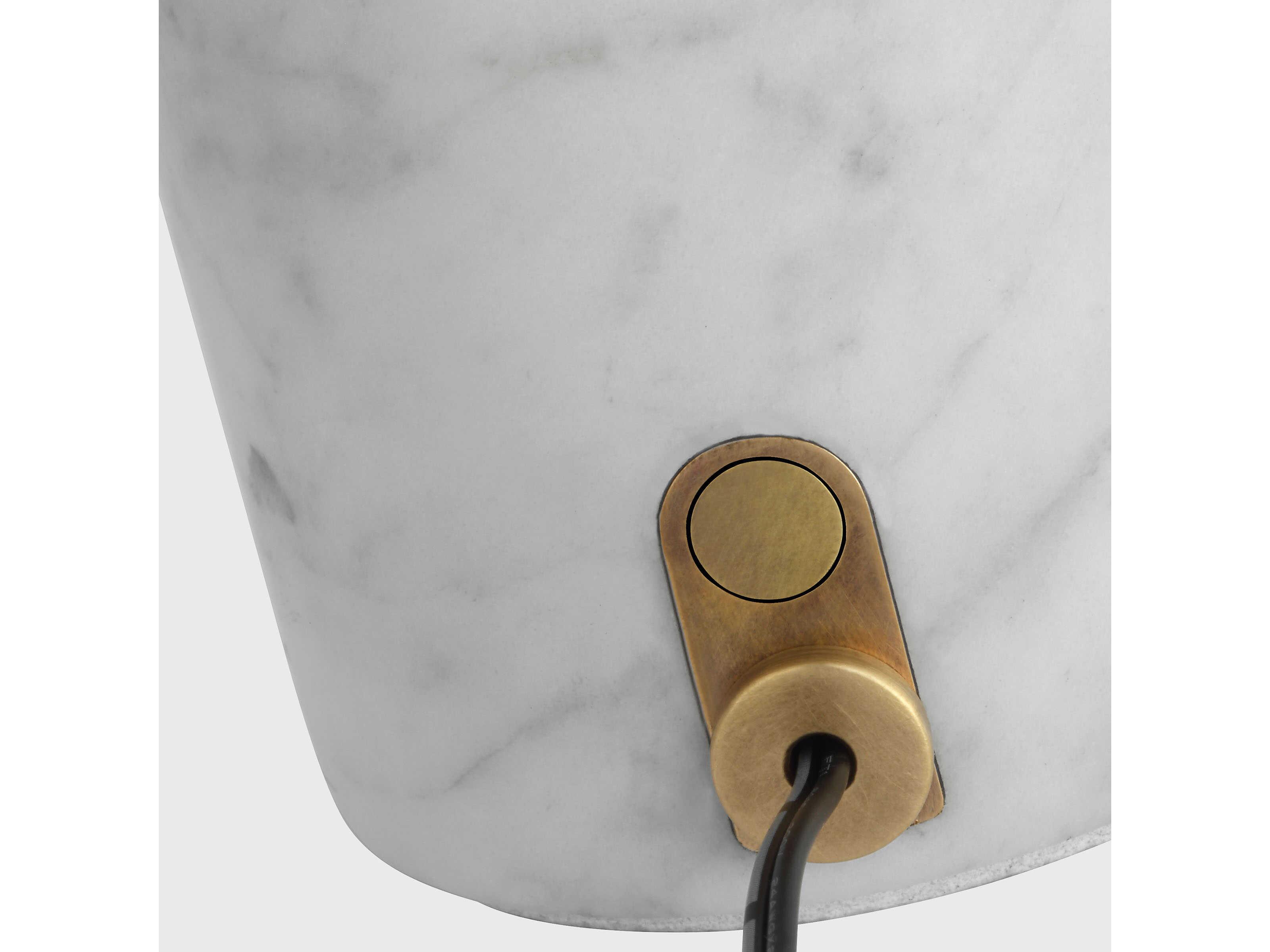 Visual Comfort Modern Volver White Marble Clear Etched Glass Table Lamp