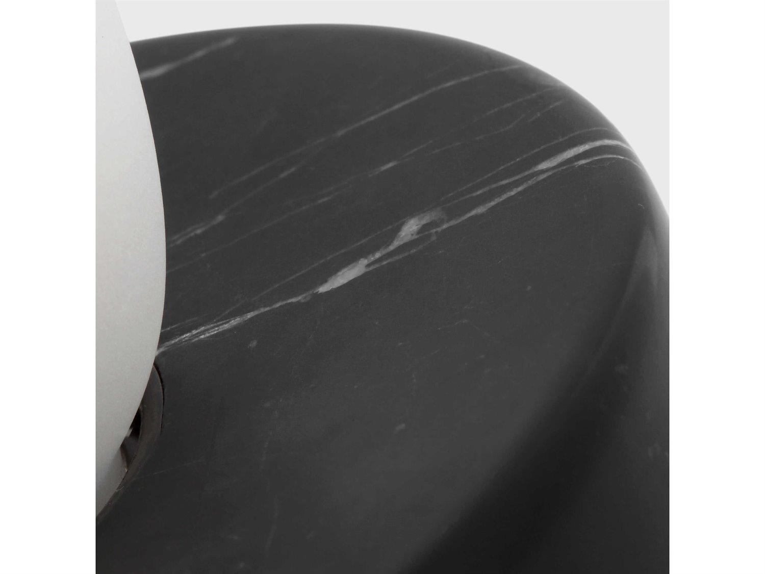 Visual Comfort Modern Volver Black Marble Clear Etched Glass Table Lamp