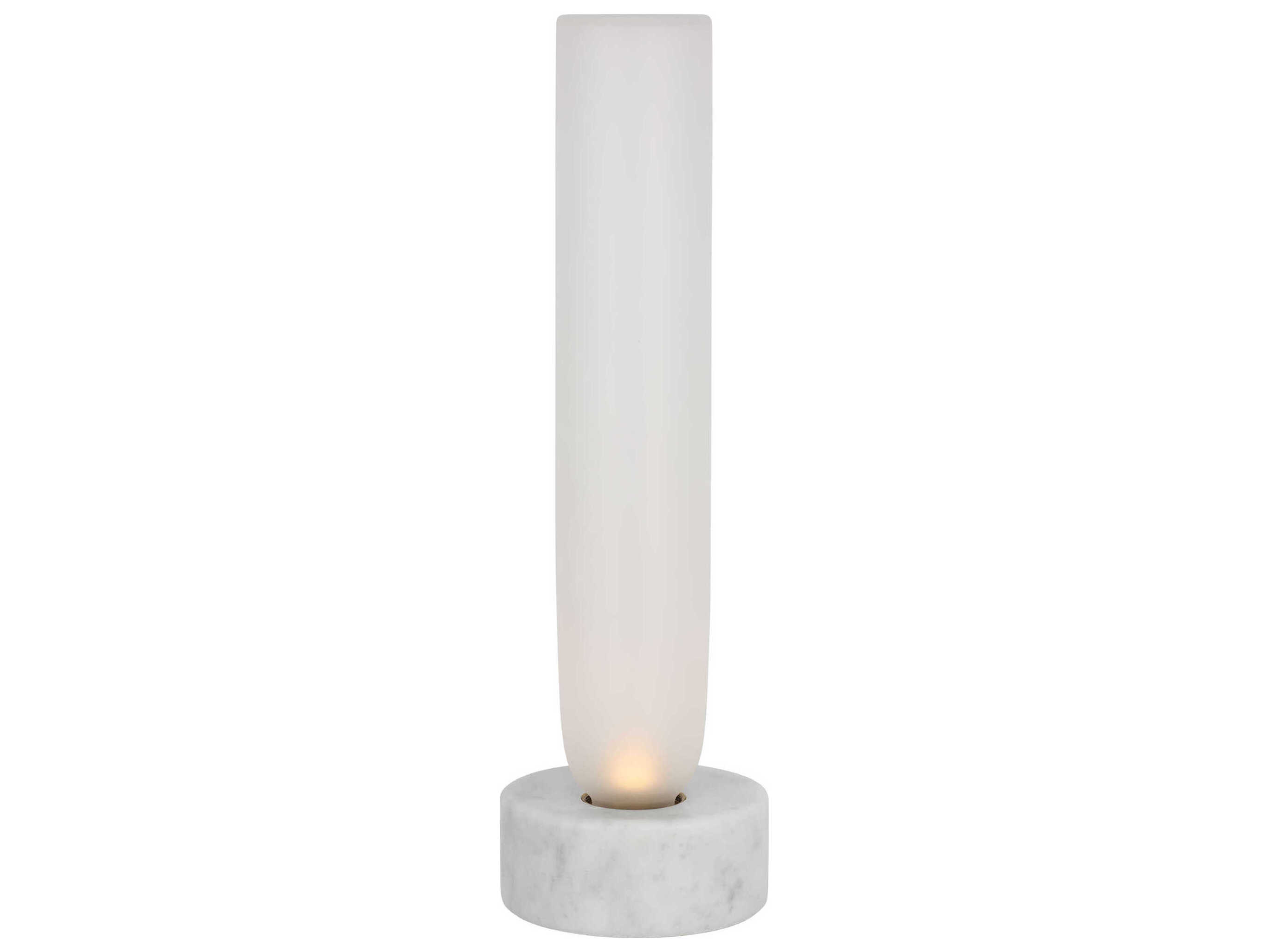 Visual Comfort Modern Volver White Marble Clear Etched Glass Table Lamp