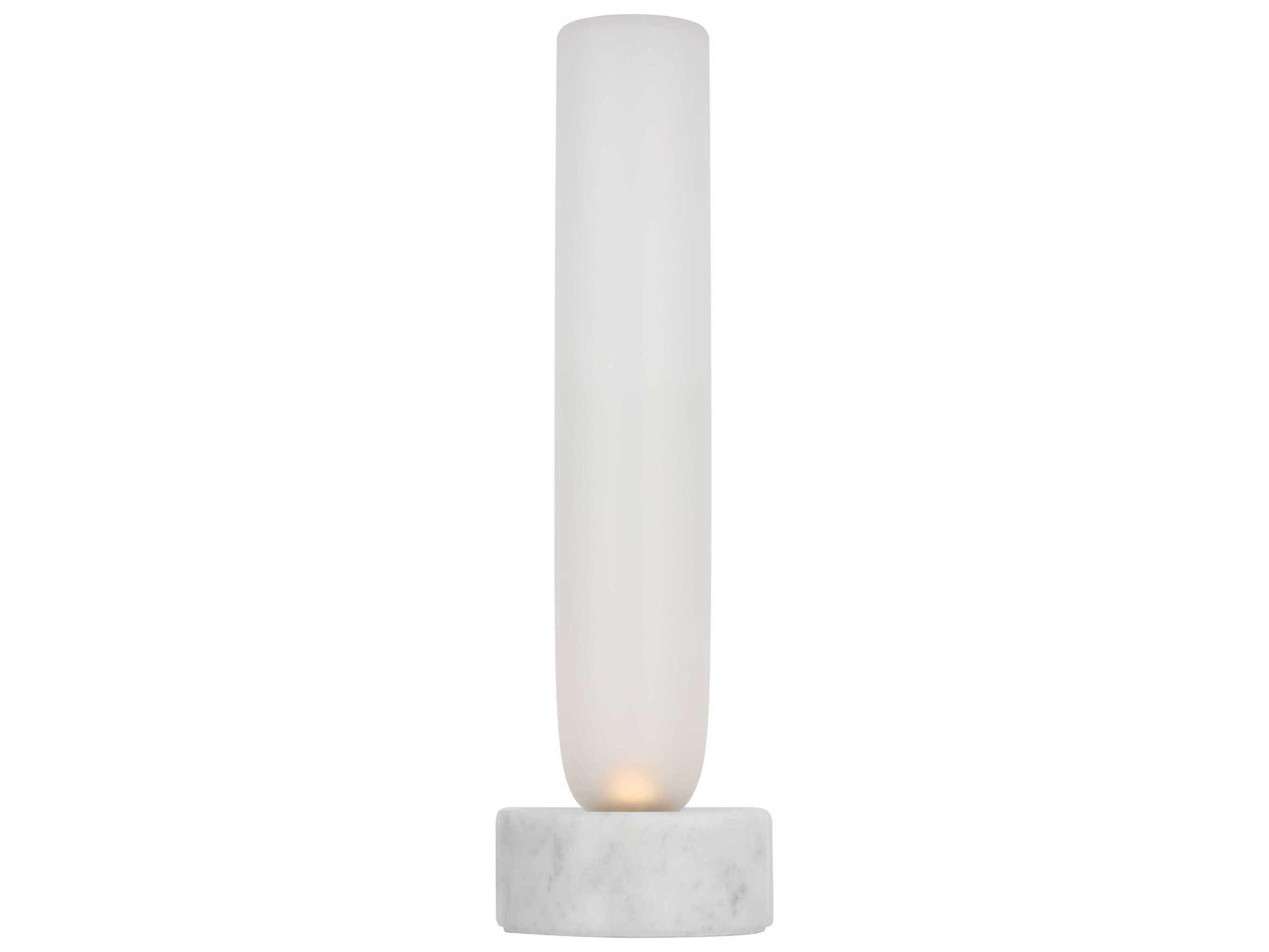 Visual Comfort Modern Volver White Marble Clear Etched Glass Table Lamp