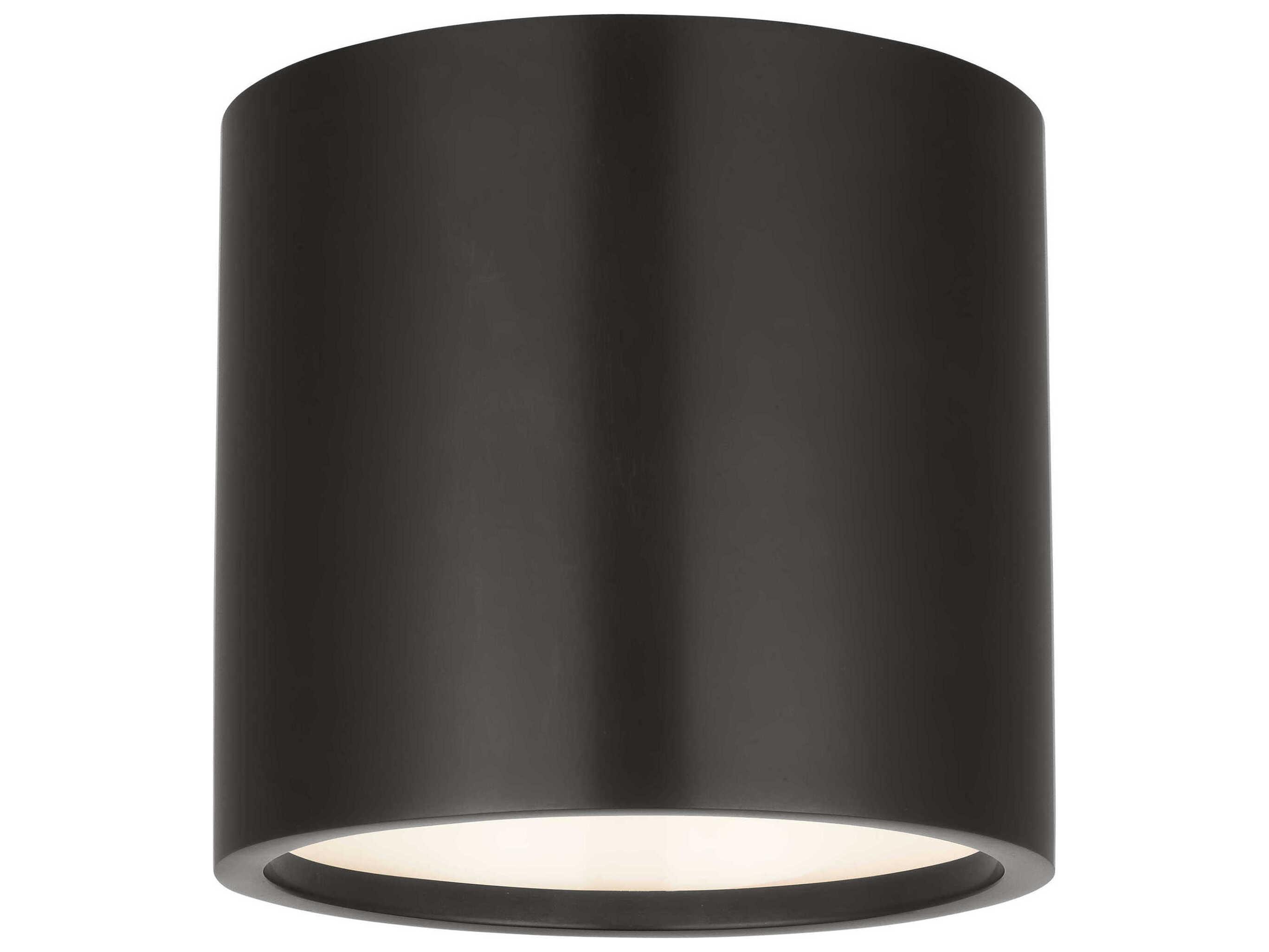 Visual Comfort Modern Dola 1-Light Bronze Cylinder Flush Mount