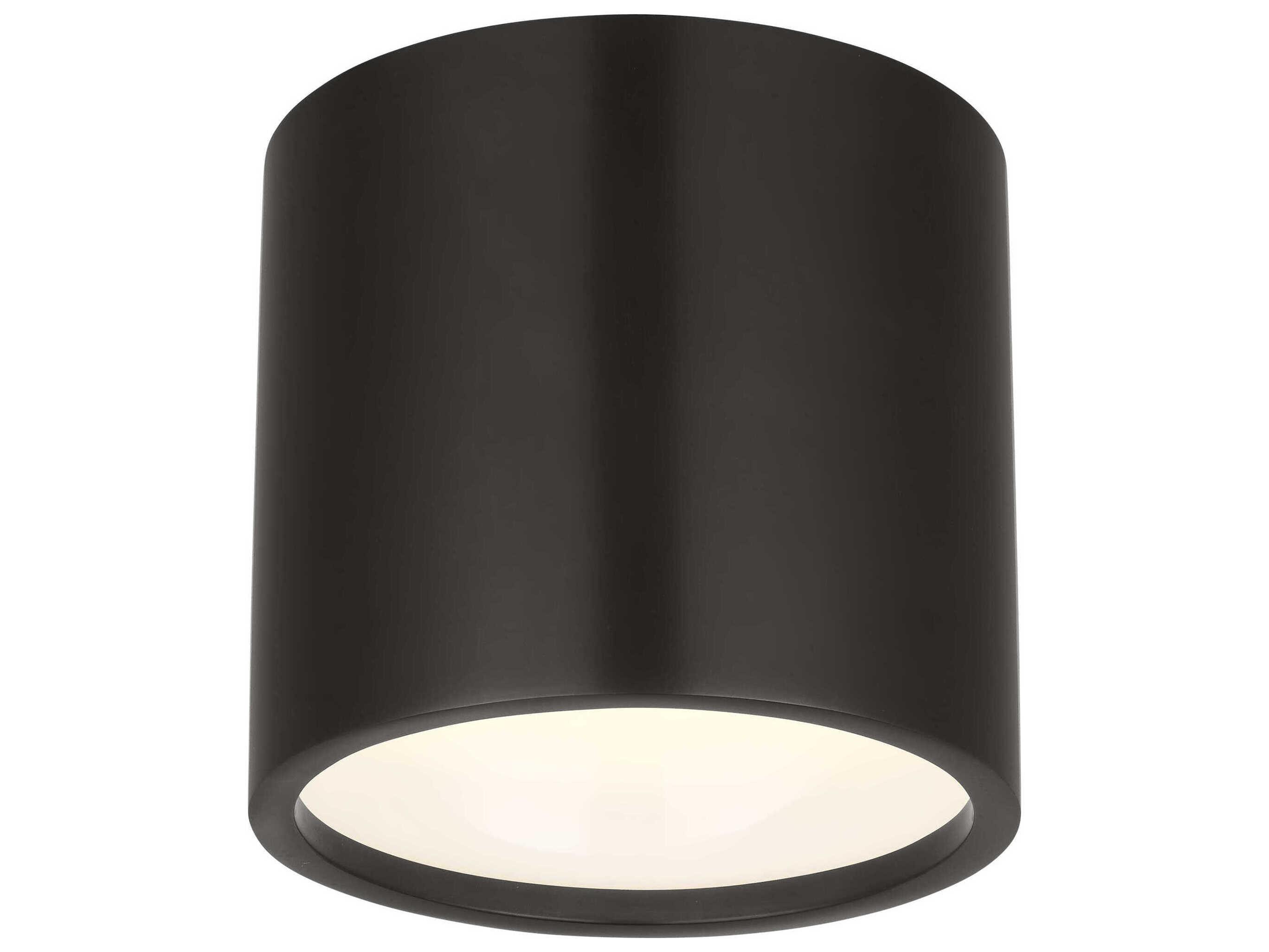 Visual Comfort Modern Dola 1-Light Bronze Cylinder Flush Mount