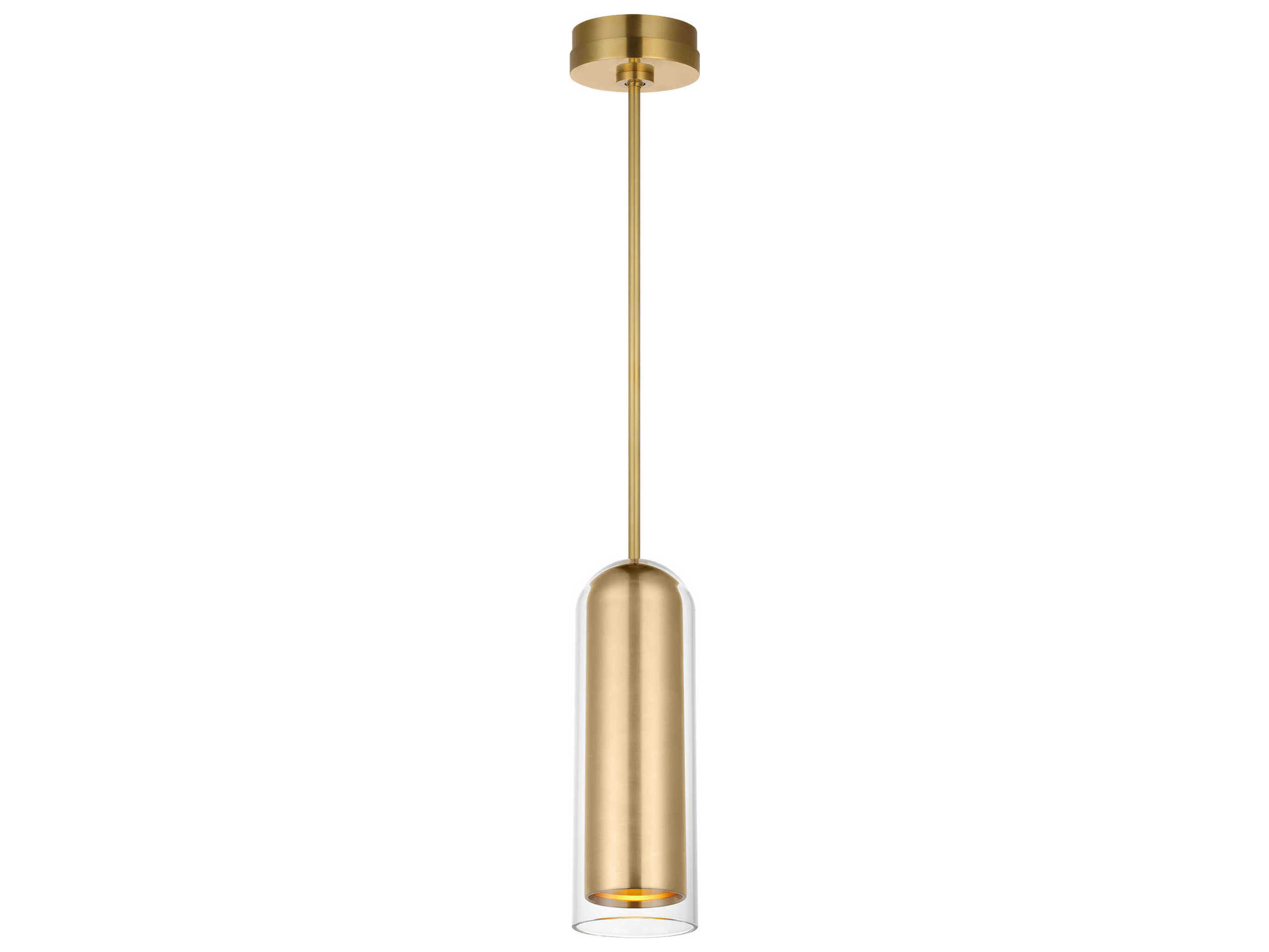 Visual Comfort Modern Tala 1-Light Brass Cylinder Linear Mini Pendant