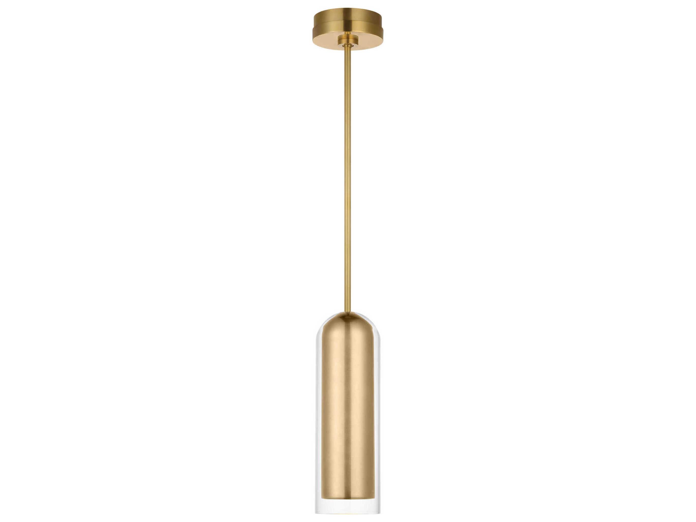 Visual Comfort Modern Tala 1-Light Brass Cylinder Linear Mini Pendant