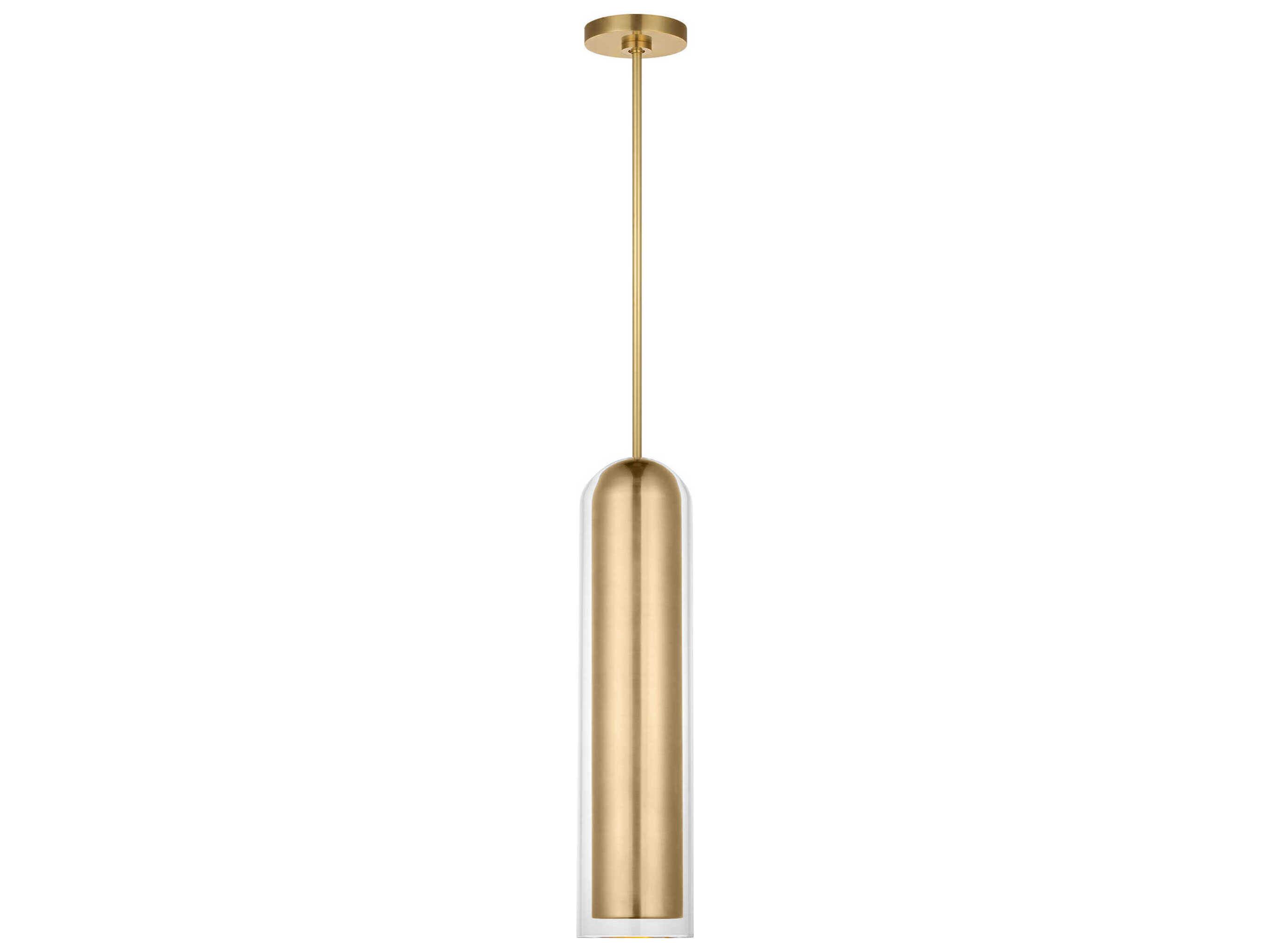 Visual Comfort Modern Tala 1-Light Brass Cylinder Linear Mini Pendant