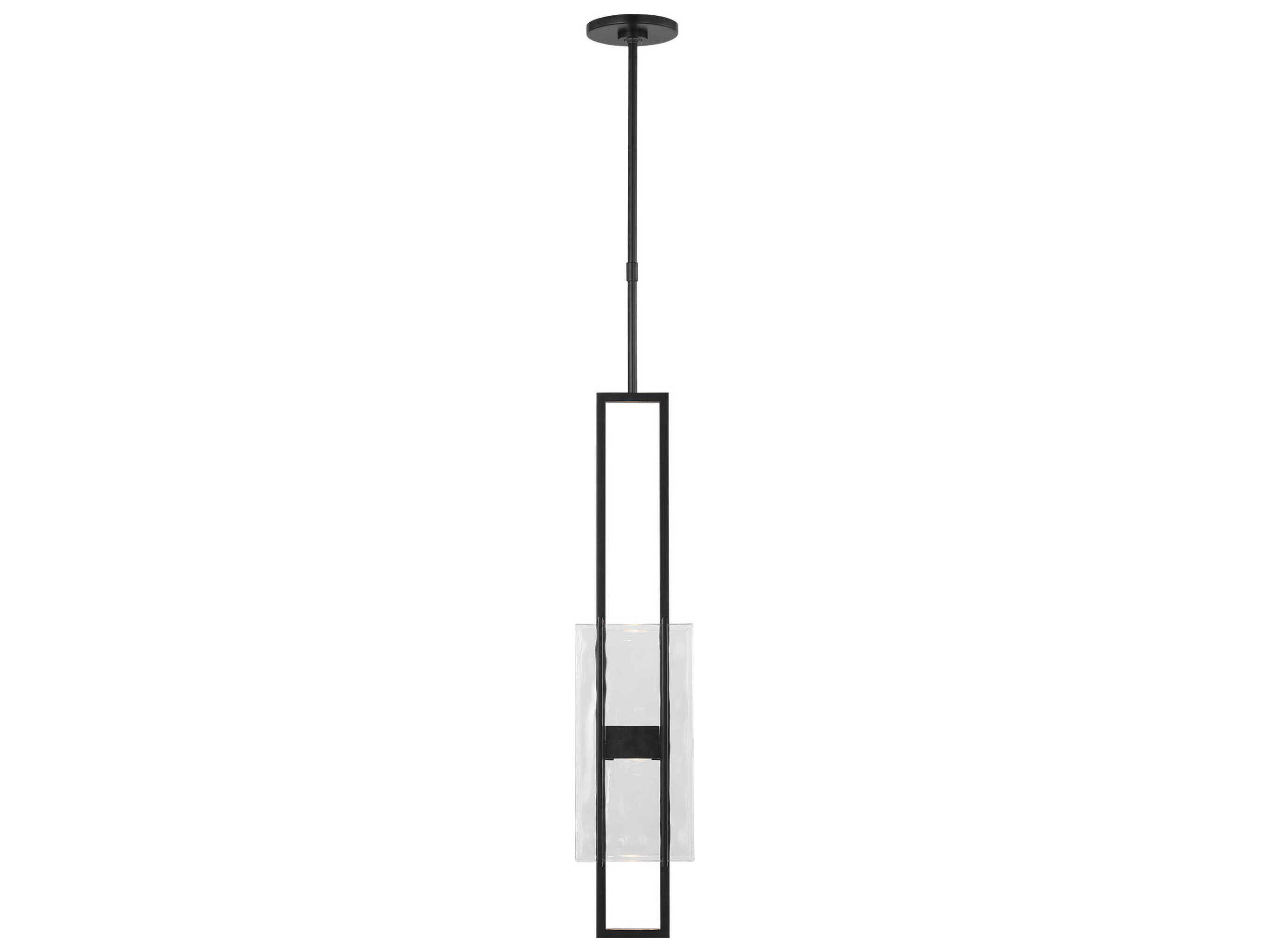 Visual Comfort Modern Duelle 1-Light Nightshade Black Geometric Linear Mini Pendant