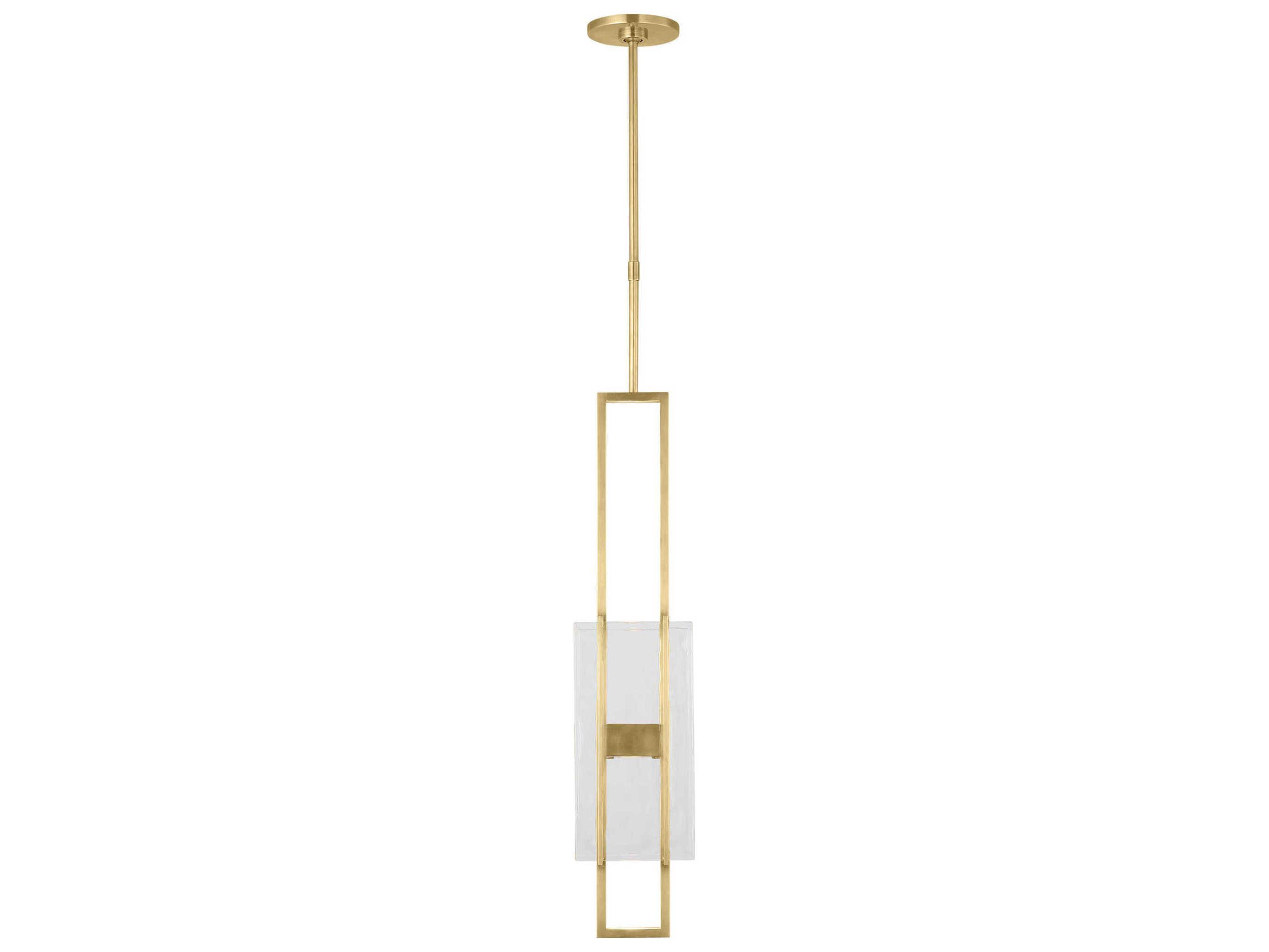 Visual Comfort Modern Duelle 1-Light Brass Geometric Linear Mini Pendant