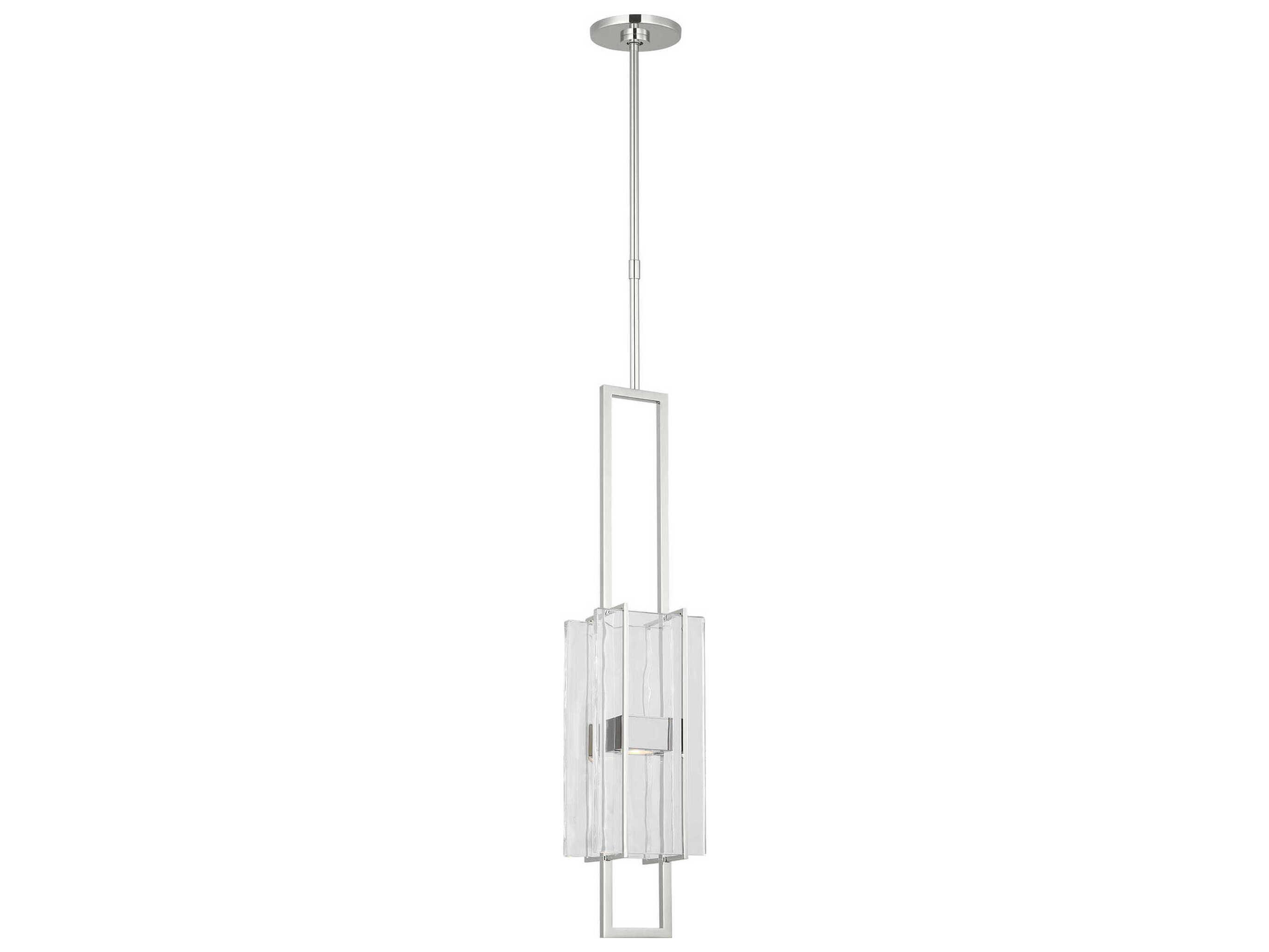 Visual Comfort Modern Duelle 1-Light Polished Nickel Geometric Linear Mini Pendant