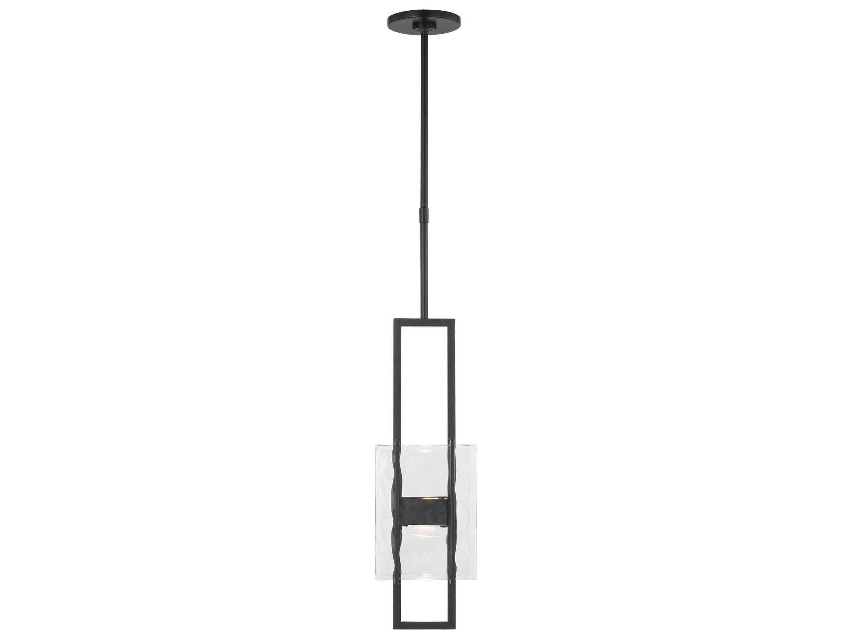 Visual Comfort Modern Duelle 1-Light Nightshade Black Geometric Linear Mini Pendant