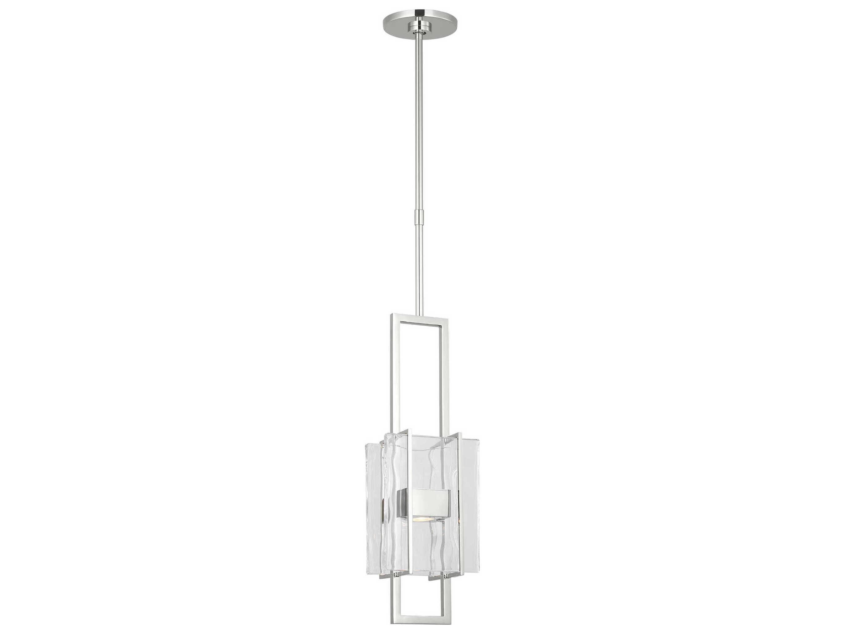 Visual Comfort Modern Duelle 1-Light Polished Nickel Geometric Linear Mini Pendant
