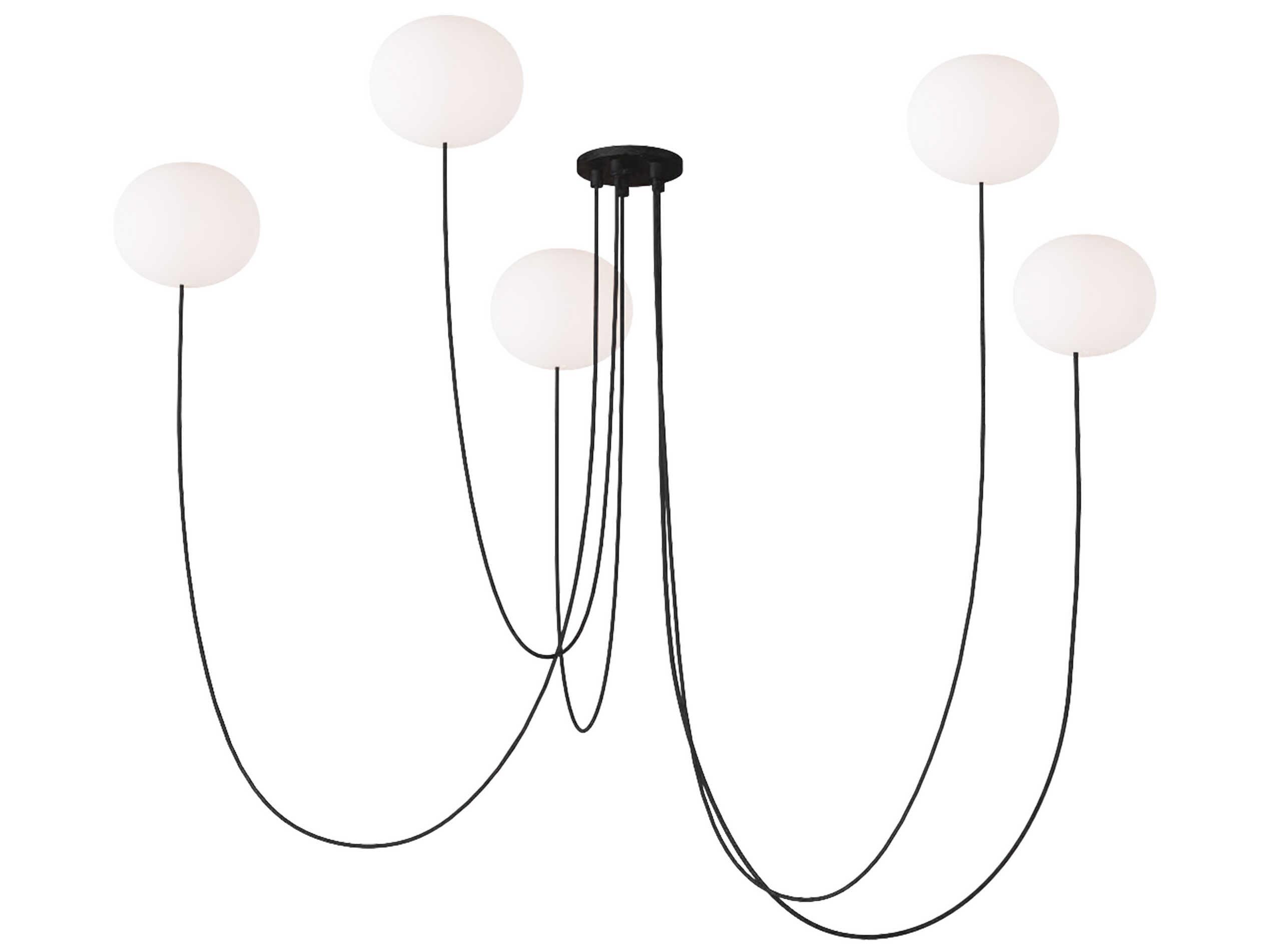 Visual Comfort Modern Helium 5-Light Matte Black Globe Chandelier