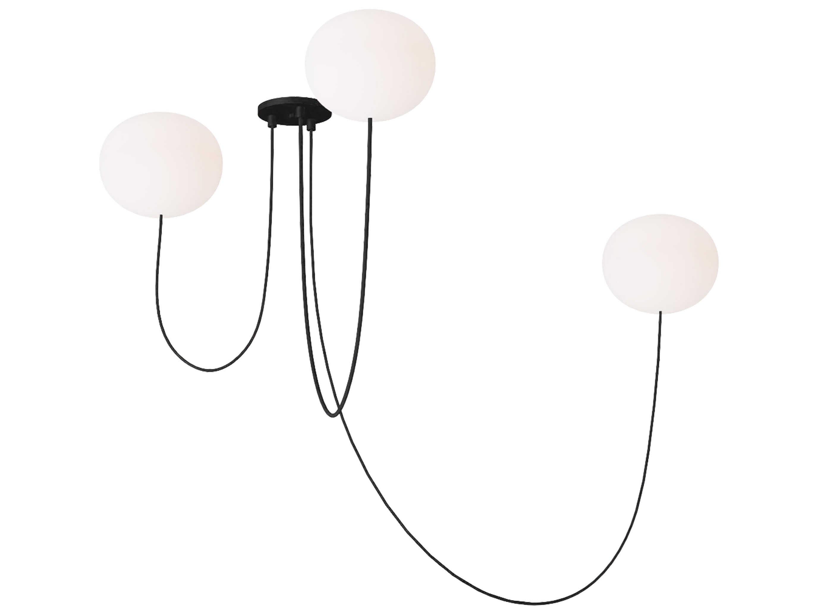 Visual Comfort Modern Helium 3-Light Matte Black Globe Chandelier