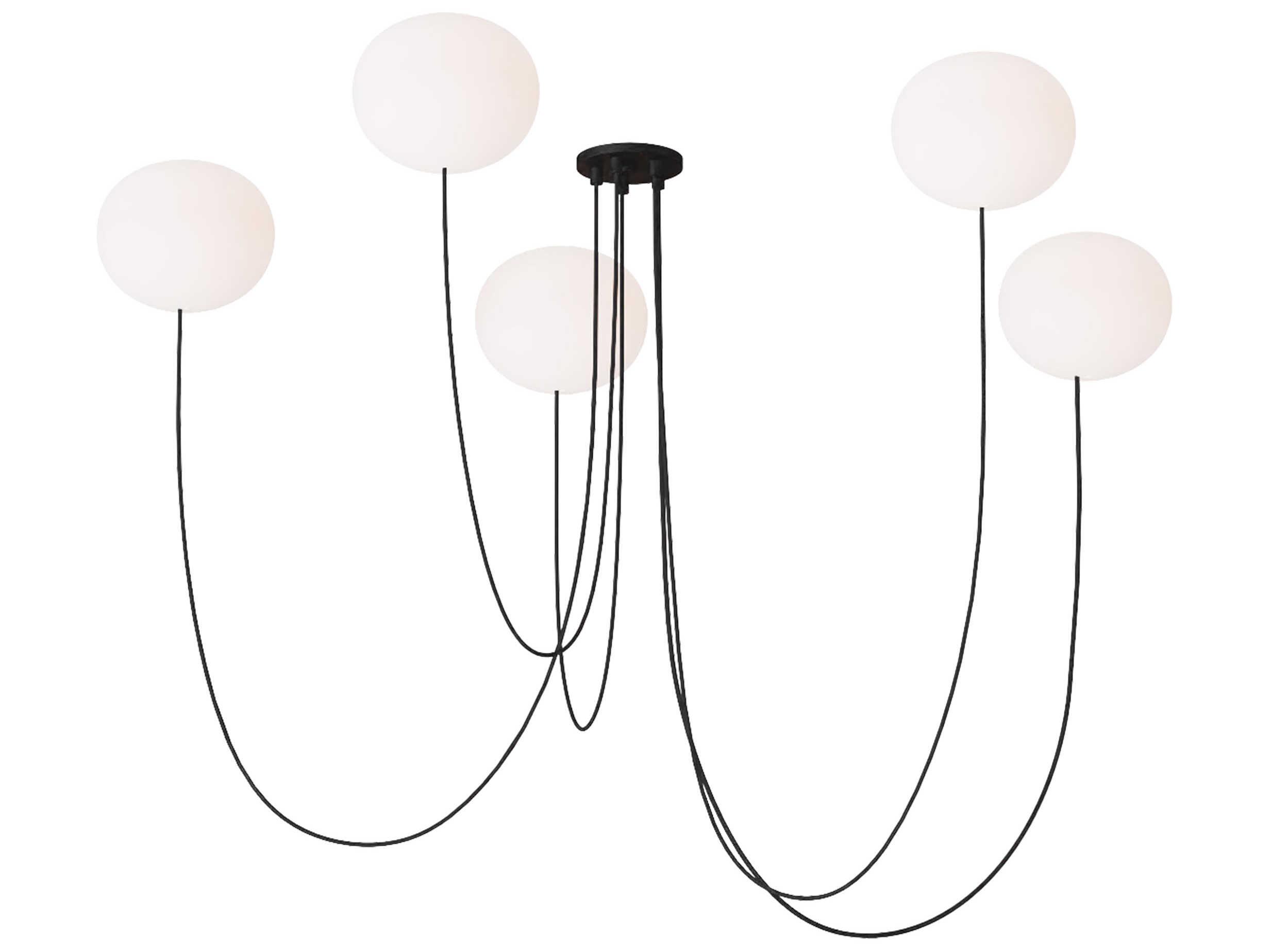 Visual Comfort Modern Helium 5-Light Matte Black Globe Chandelier