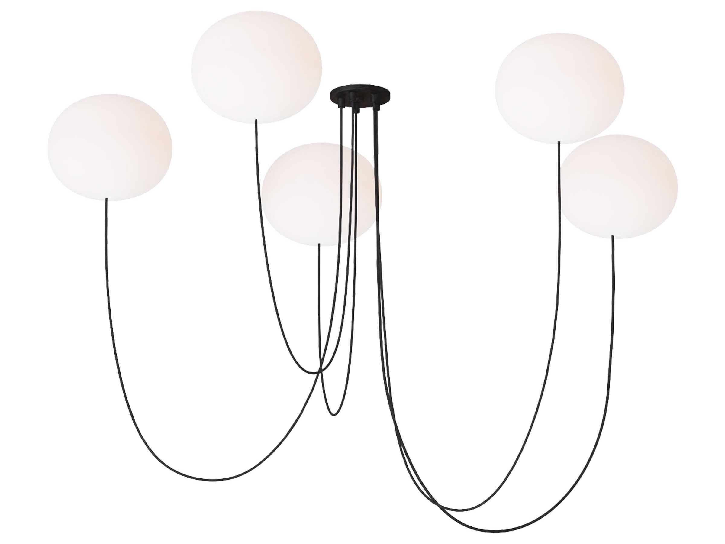 Visual Comfort Modern Helium 5-Light Matte Black Globe Chandelier