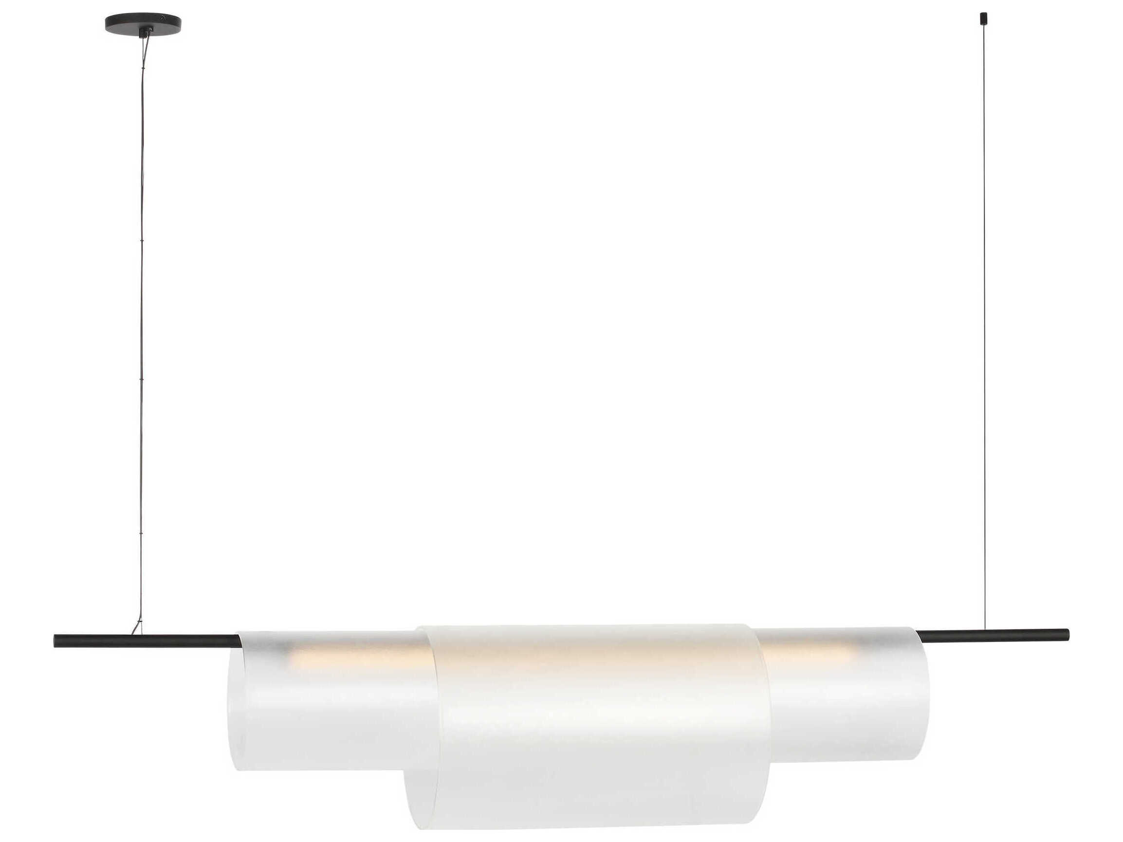 Visual Comfort Modern Trace 1-Light Nightshade Black Cylinder Linear Island Pendant