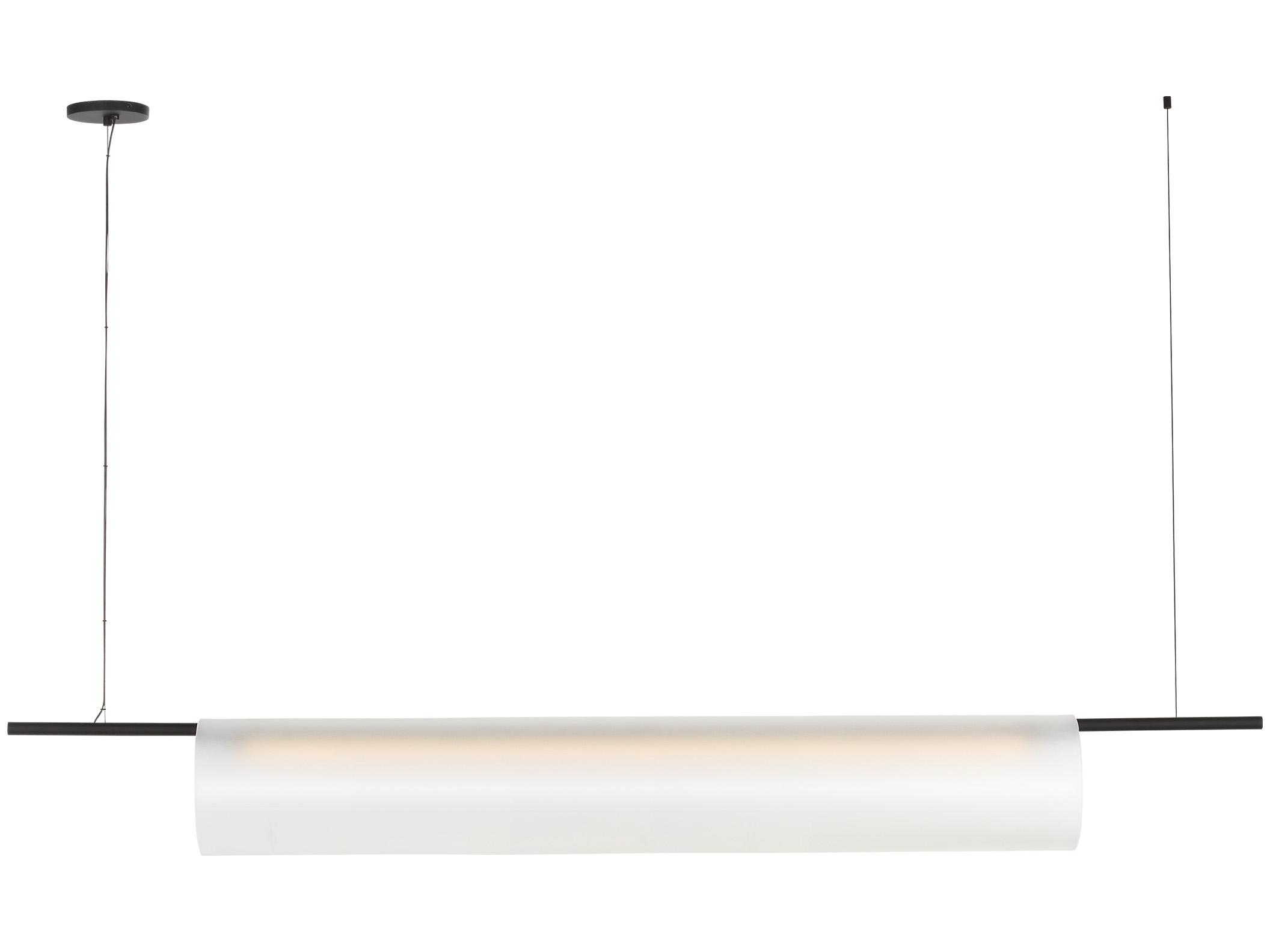 Visual Comfort Modern Trace 1-Light Nightshade Black Cylinder Linear Island Pendant
