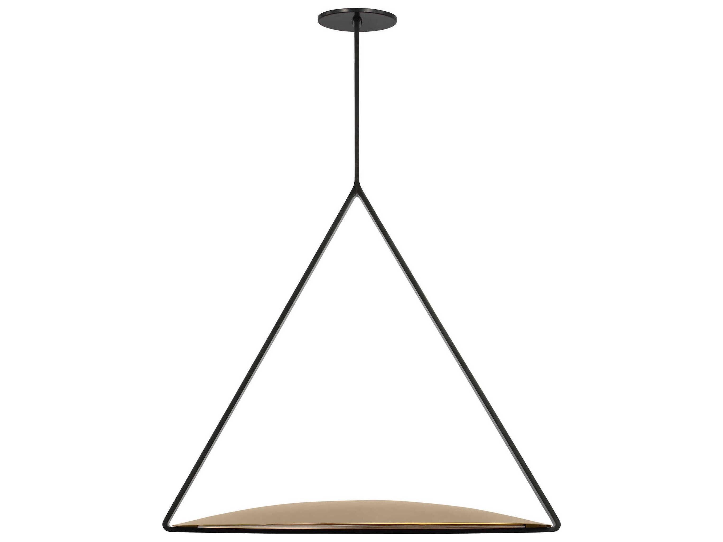Visual Comfort Modern Cymbal 1-Light Dark Bronze Natural Brass Geometric Pendant