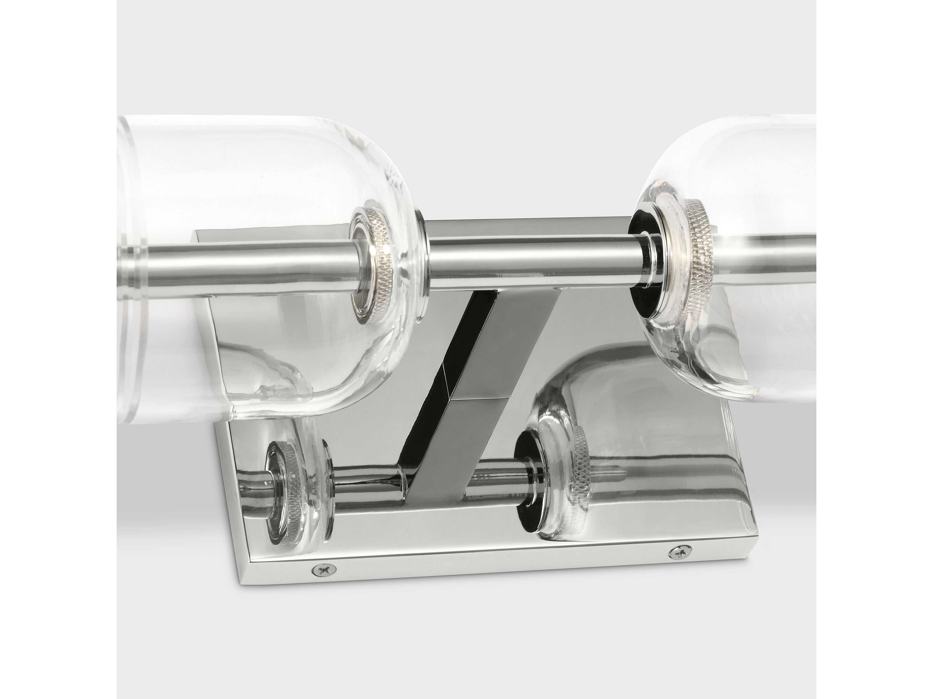 Visual Comfort Modern Leano 2-Light Polished Nickel Vanity Light