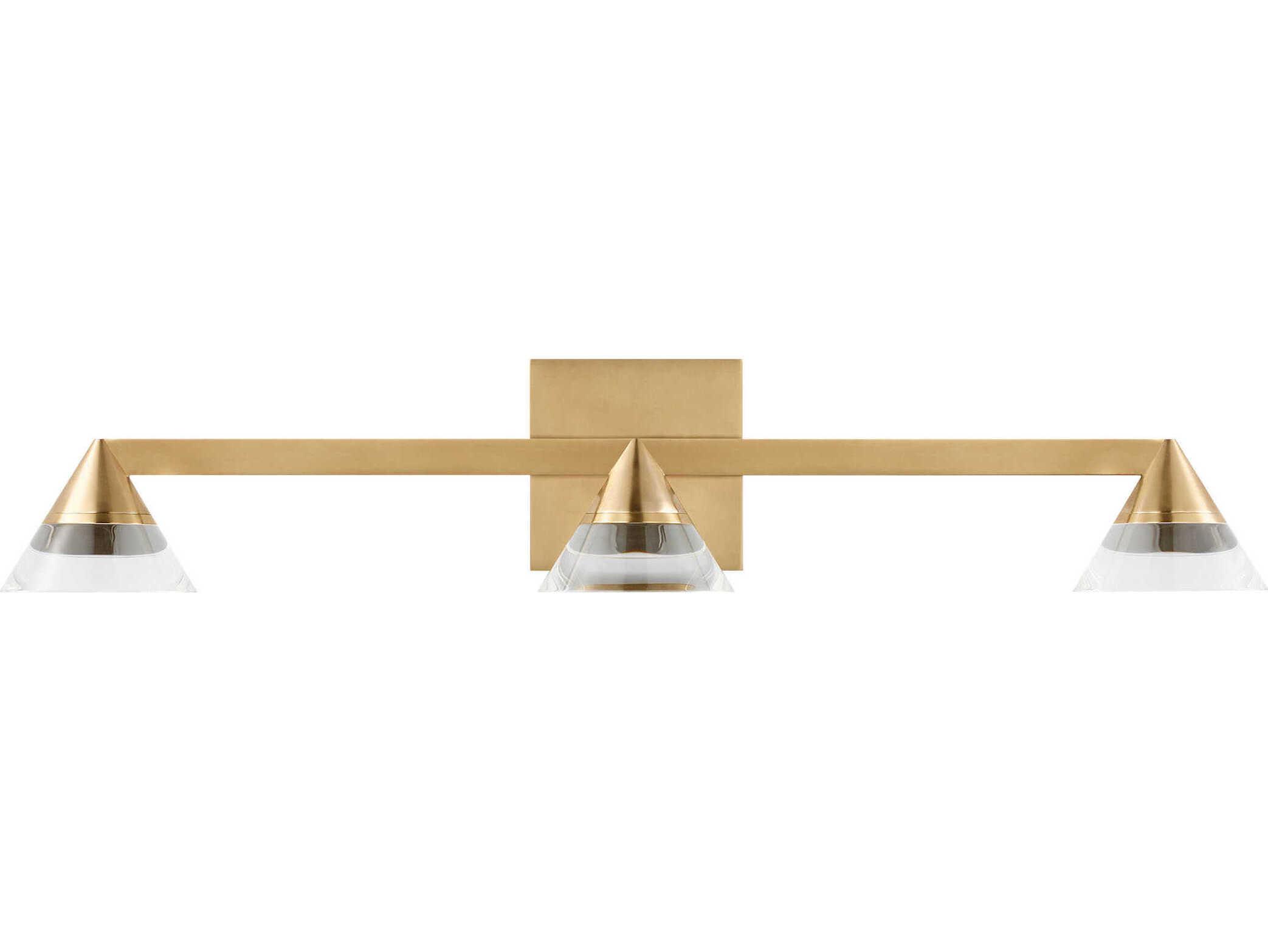 Visual Comfort Modern Midrand 3-Light Brass Vanity Light