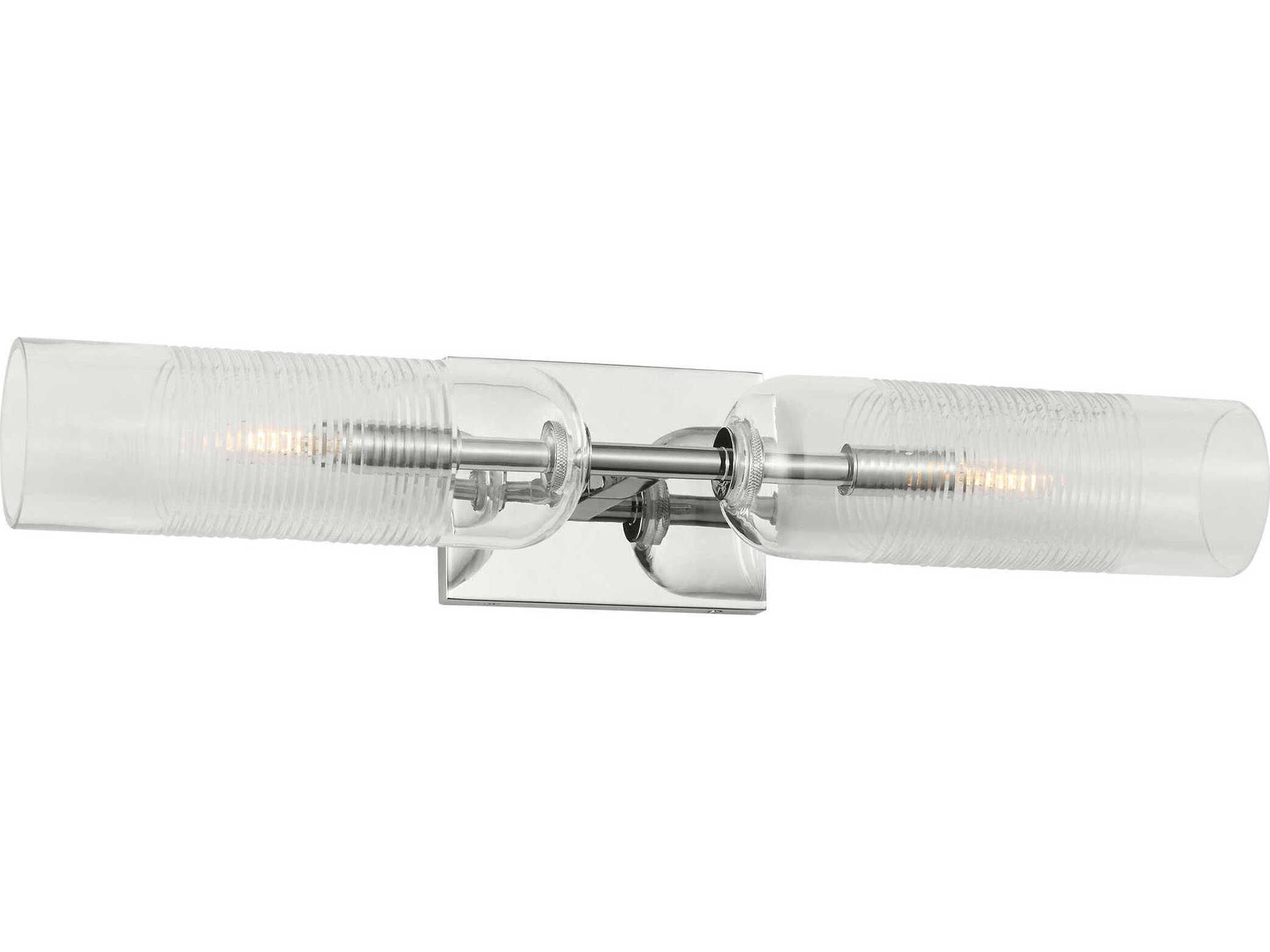Visual Comfort Modern Leano 2-Light Polished Nickel Vanity Light