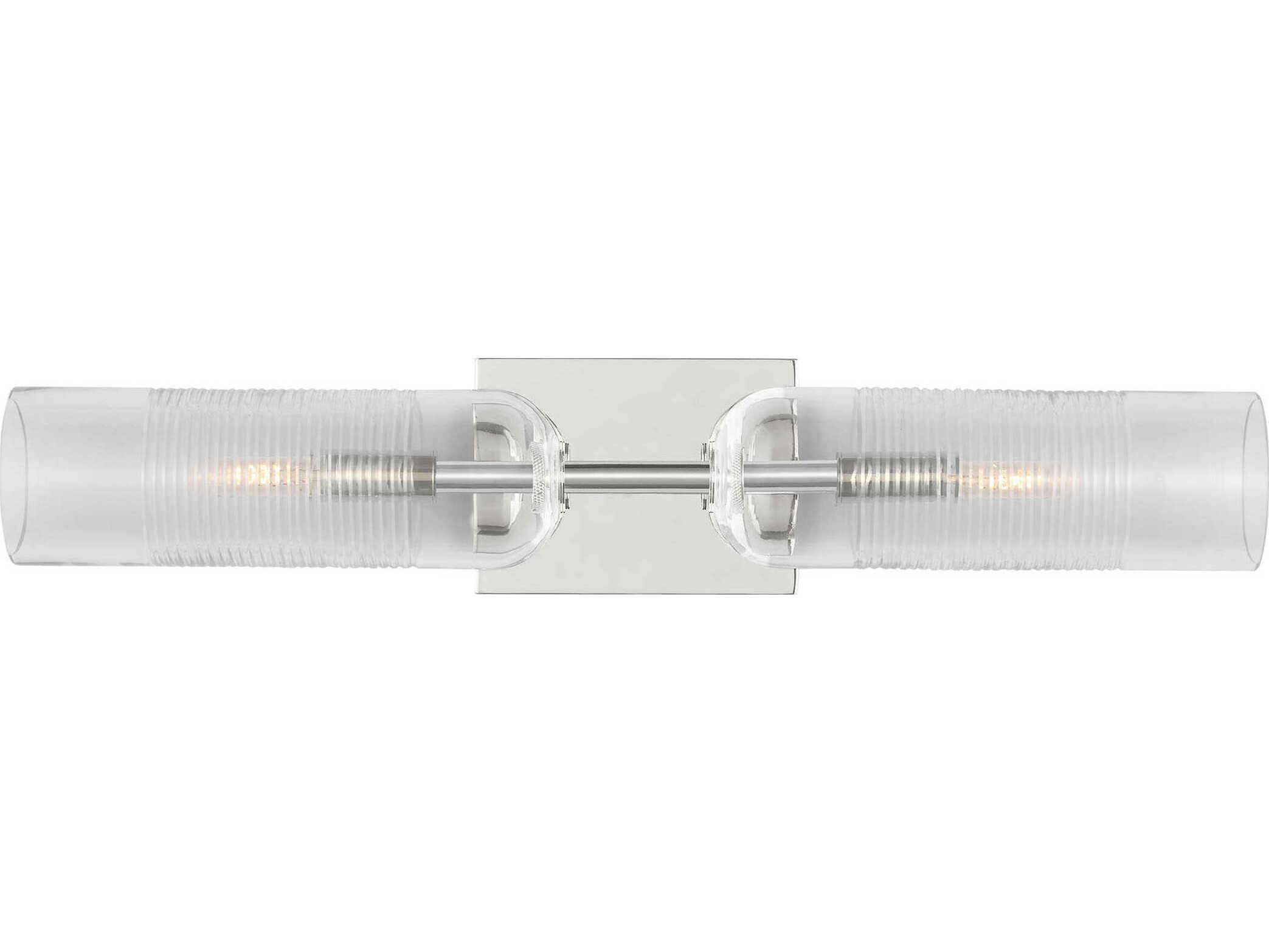 Visual Comfort Modern Leano 2-Light Polished Nickel Vanity Light