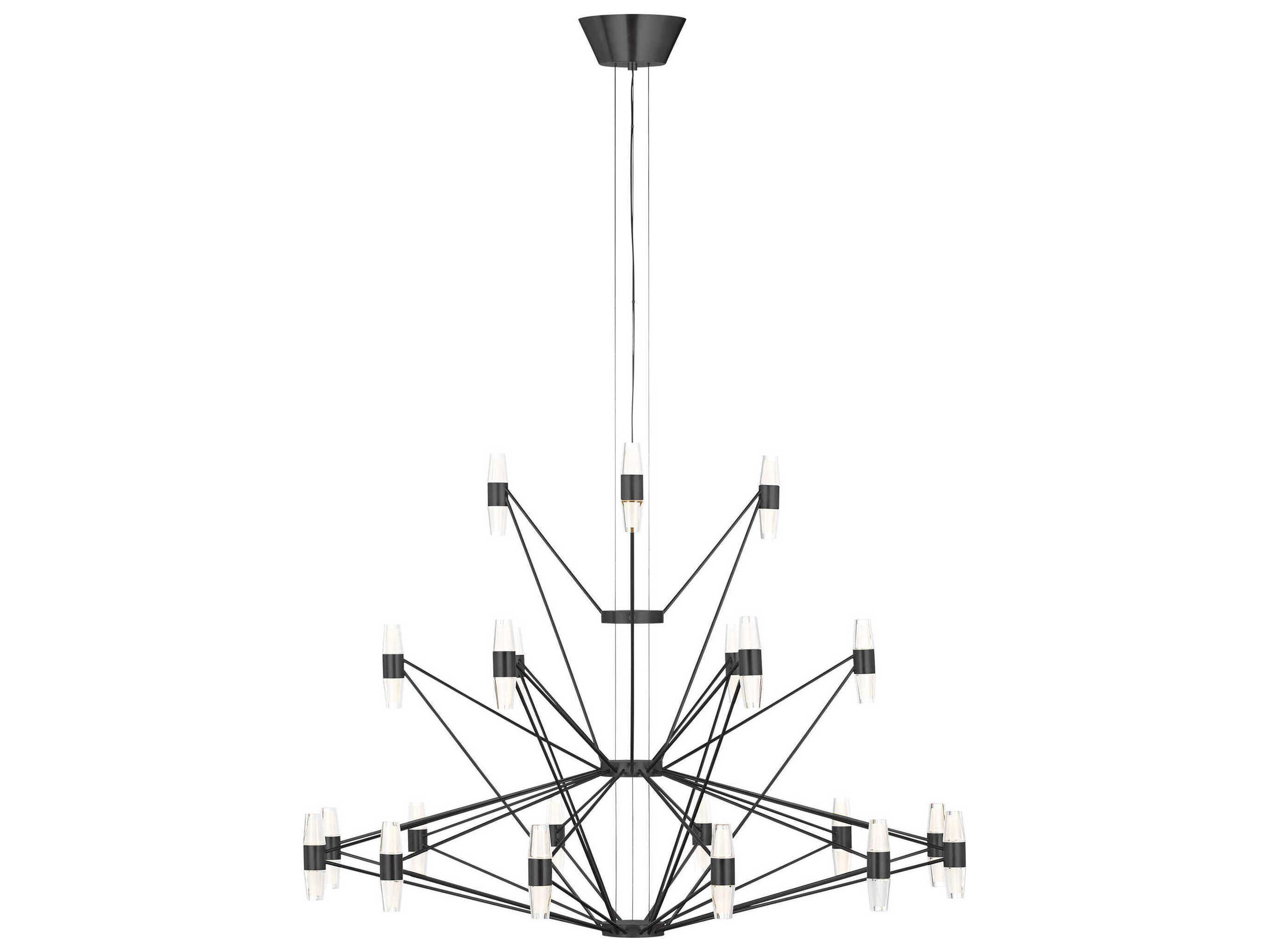 Visual Comfort Modern Lassell 42-Light Dark Bronze Geometric Tiered Chandelier