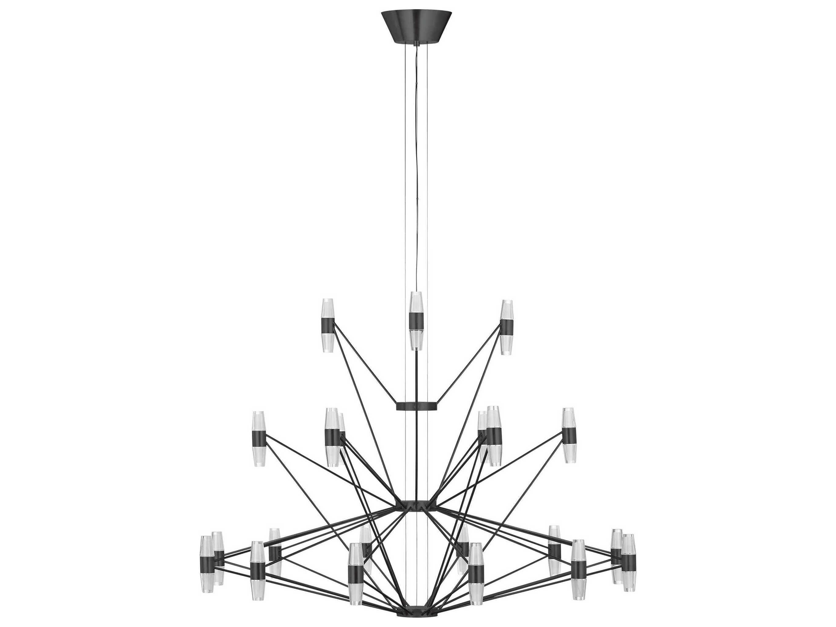 Visual Comfort Modern Lassell 42-Light Dark Bronze Geometric Tiered Chandelier