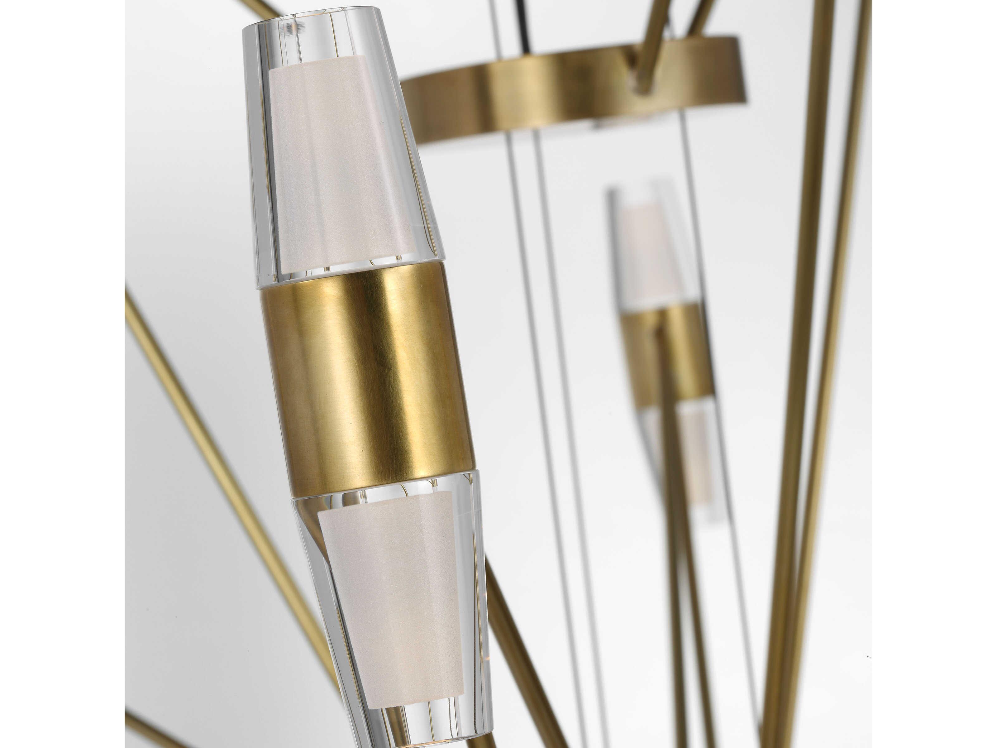 Visual Comfort Modern Lassell 42-Light Natural Brass Geometric Tiered Chandelier