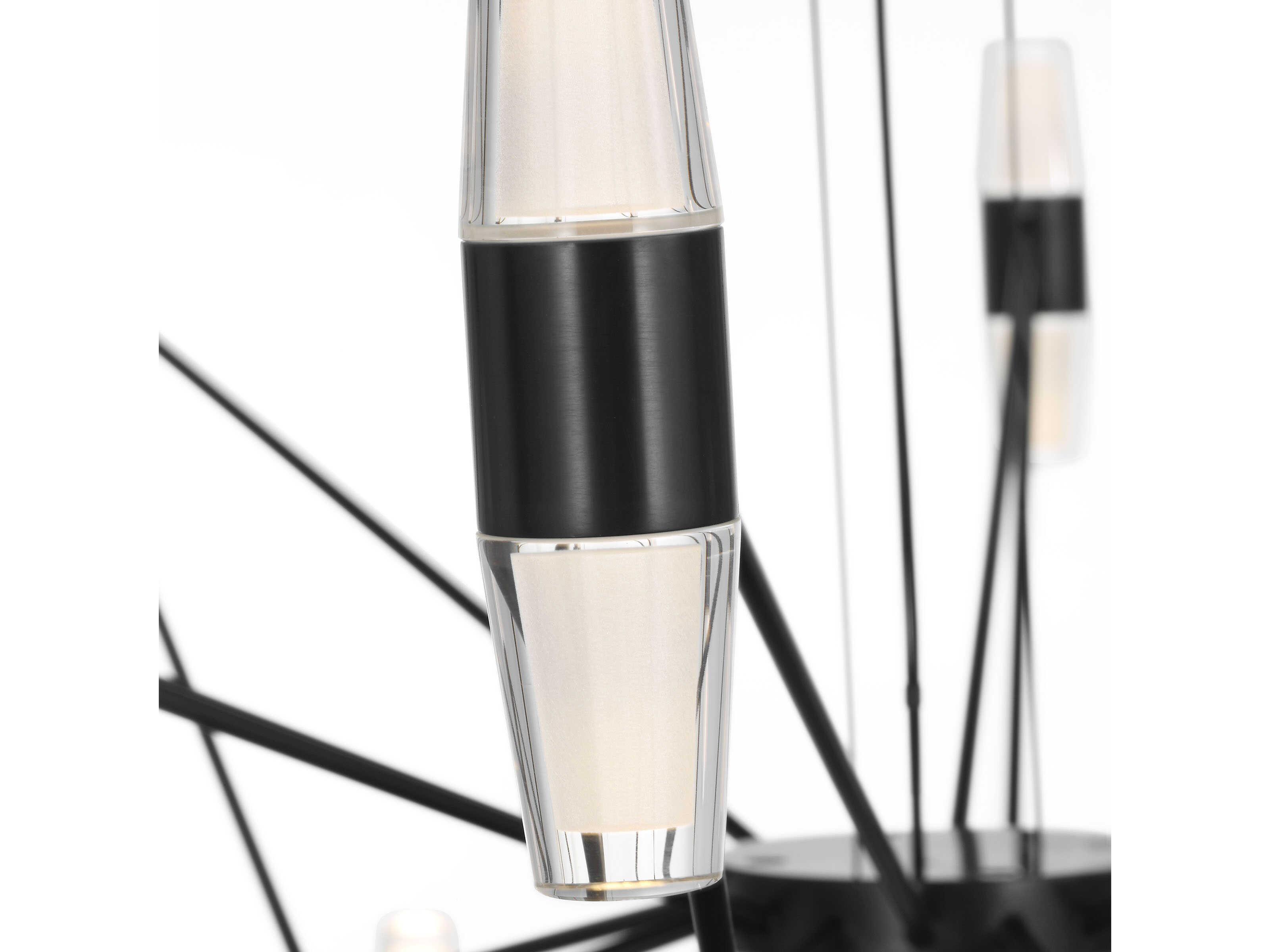 Visual Comfort Modern Lassell 48-Light Dark Bronze Geometric Tiered Chandelier