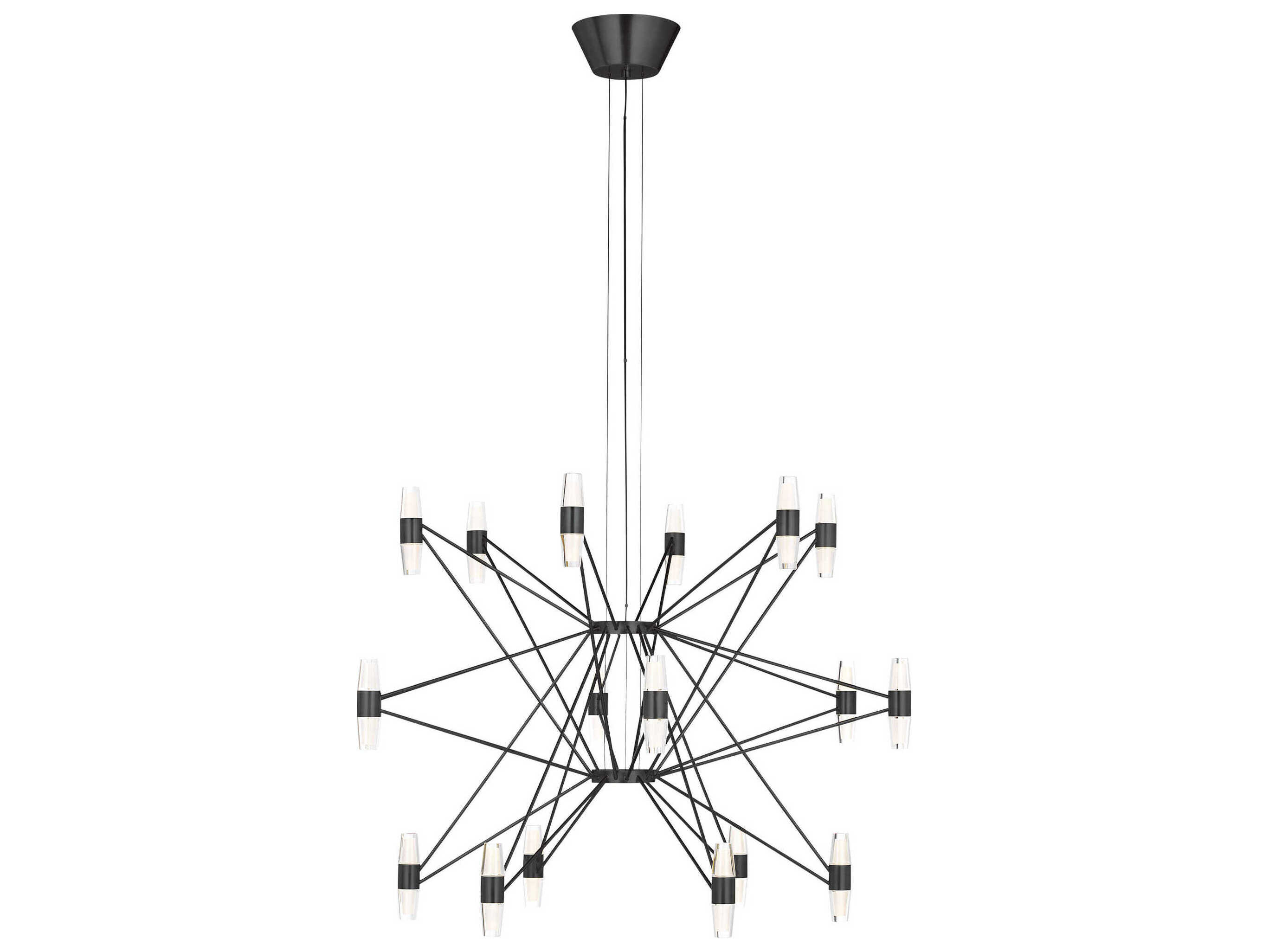 Visual Comfort Modern Lassell 36-Light Dark Bronze Geometric Tiered Chandelier