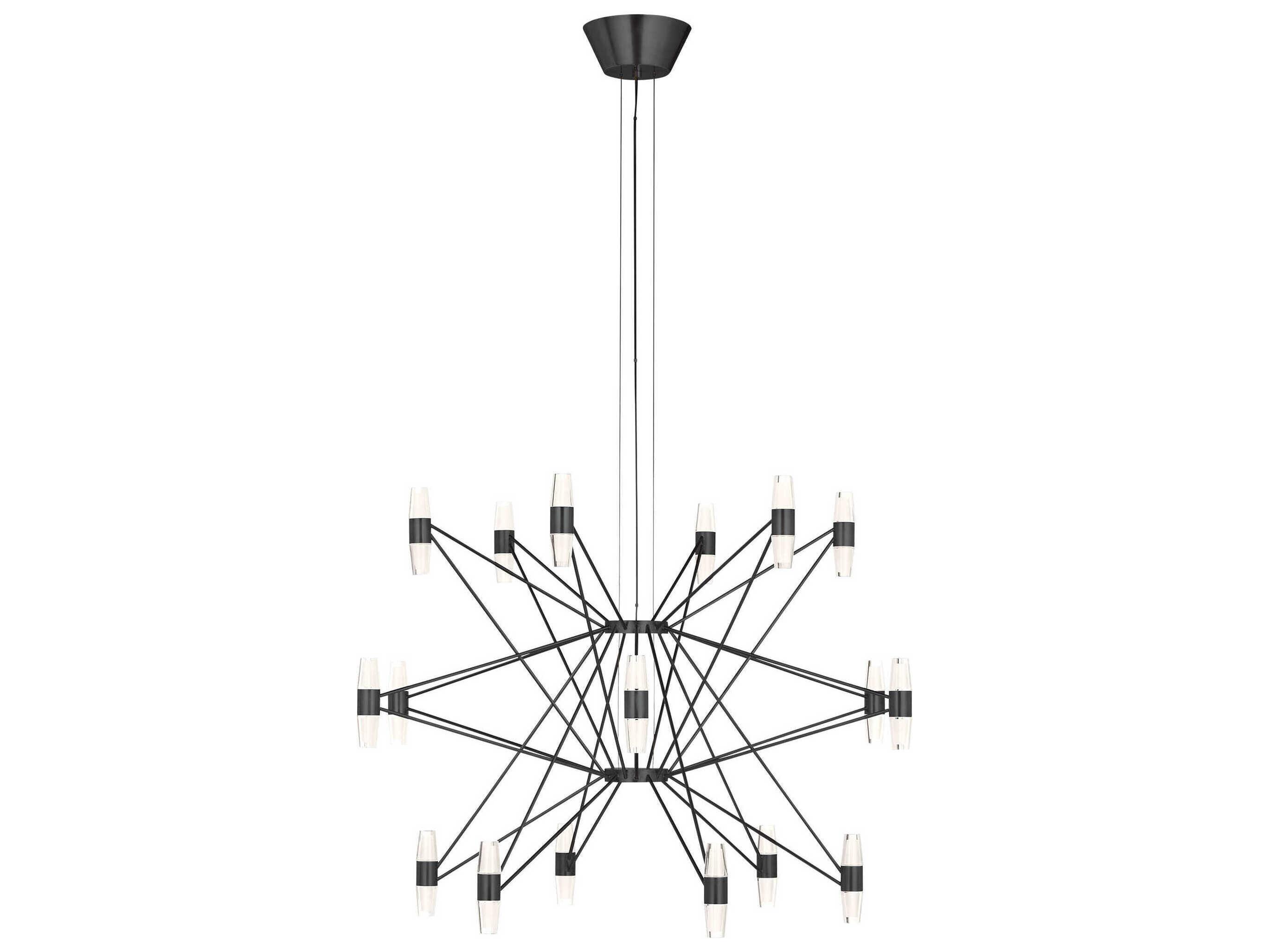 Visual Comfort Modern Lassell 36-Light Dark Bronze Geometric Tiered Chandelier