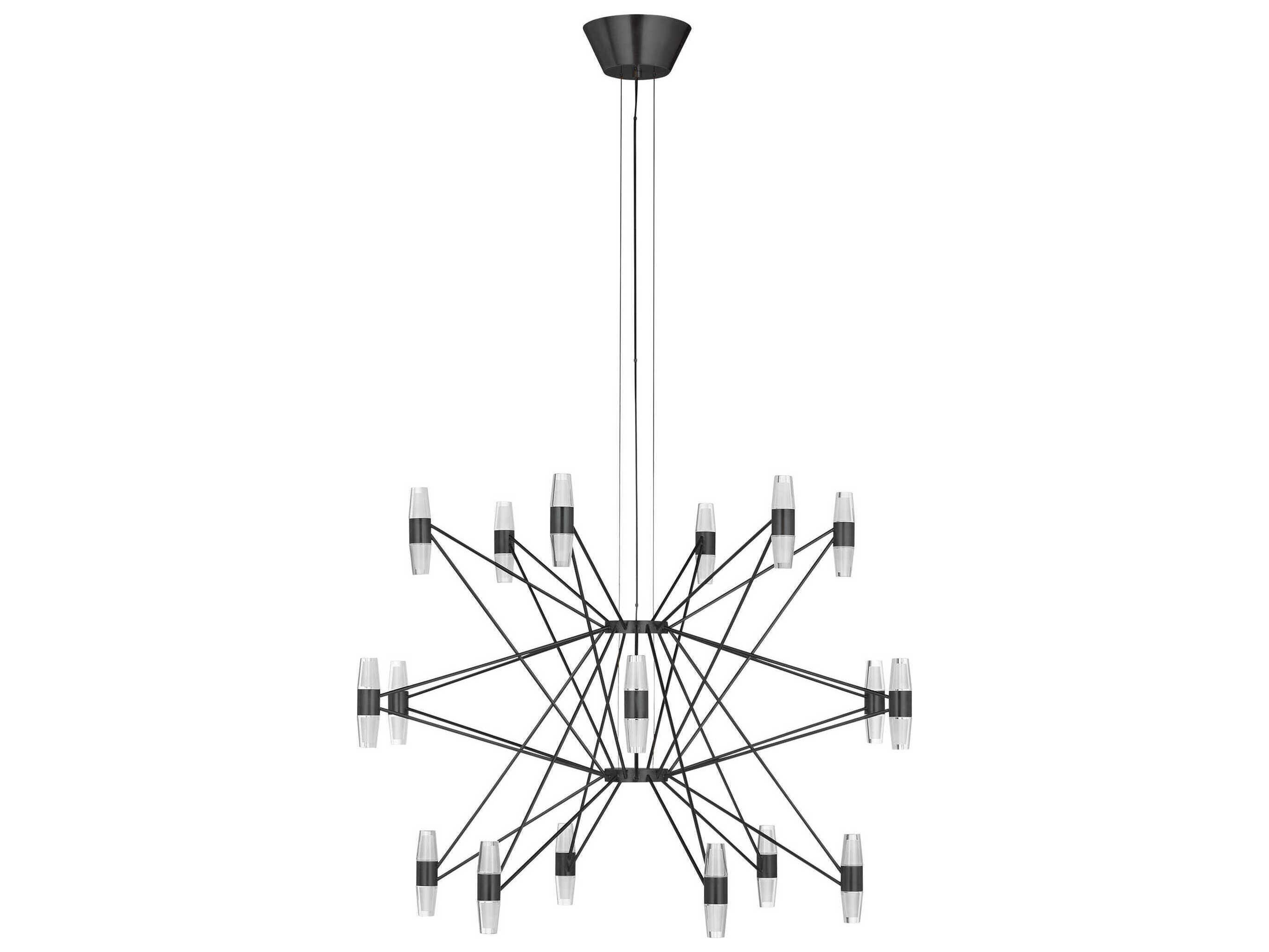 Visual Comfort Modern Lassell 36-Light Dark Bronze Geometric Tiered Chandelier