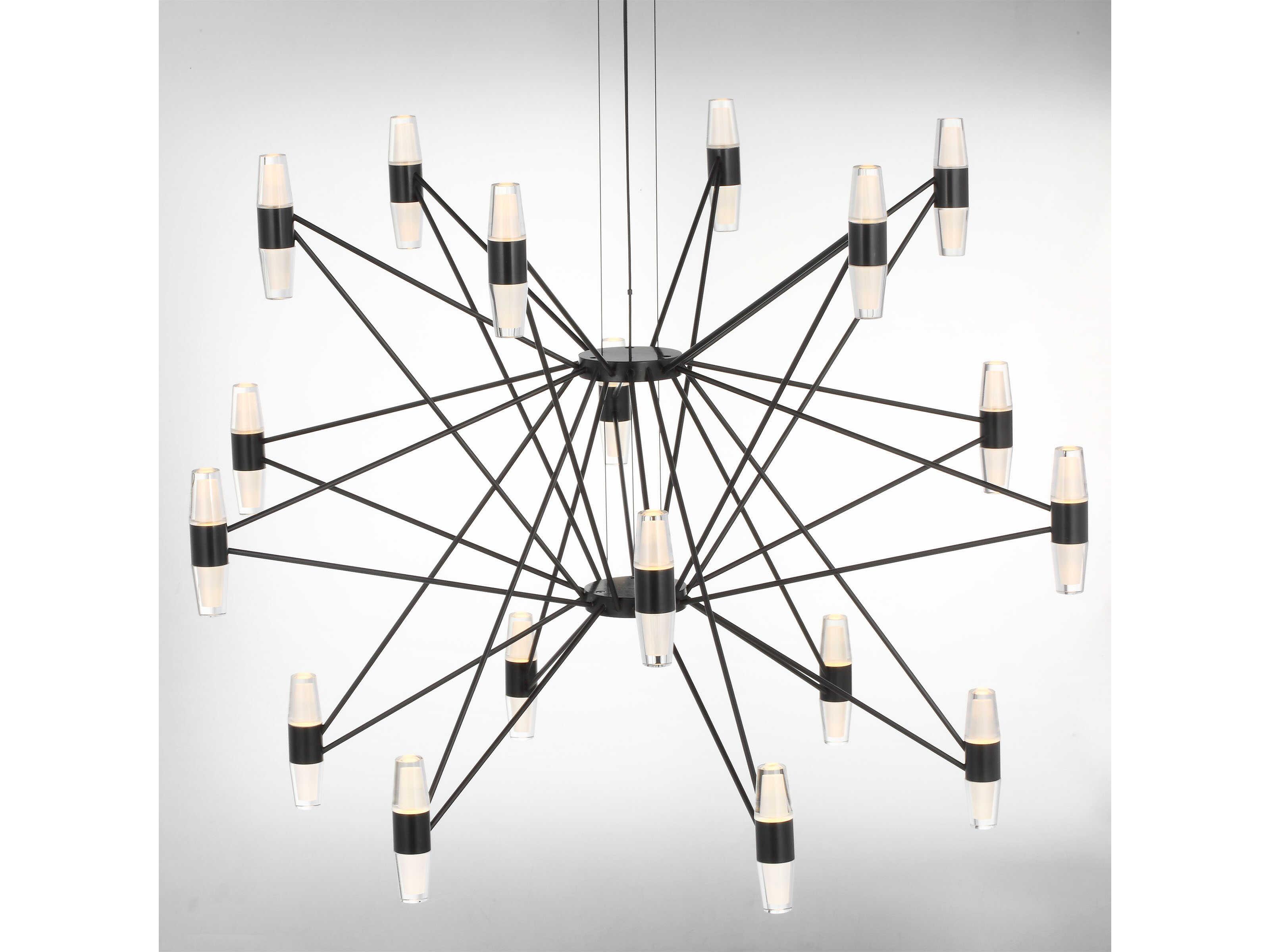 Visual Comfort Modern Lassell 36-Light Dark Bronze Geometric Tiered Chandelier
