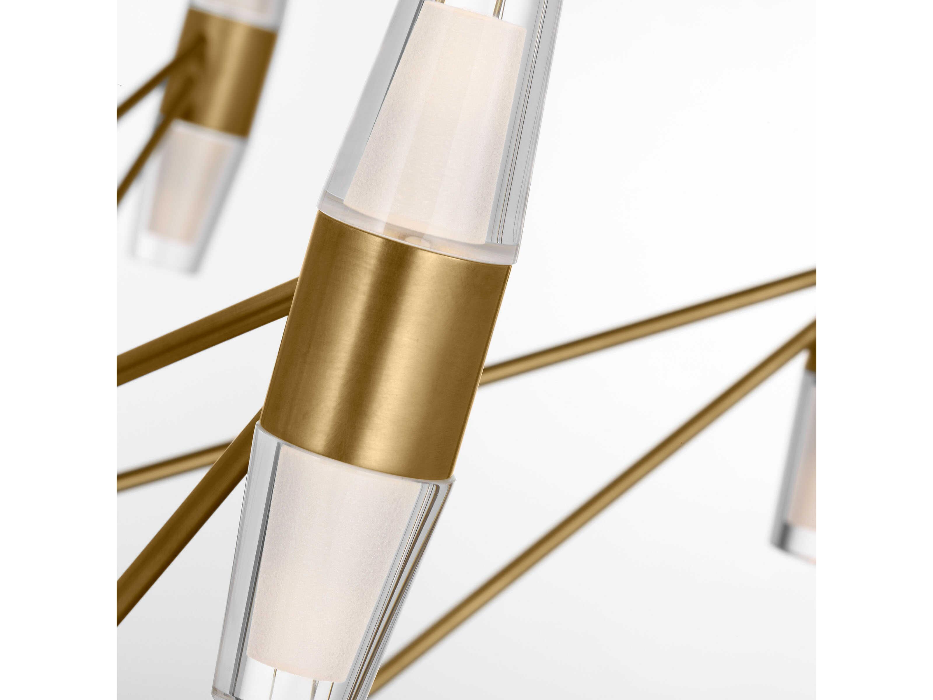 Visual Comfort Modern Lassell 36-Light Natural Brass Geometric Tiered Chandelier