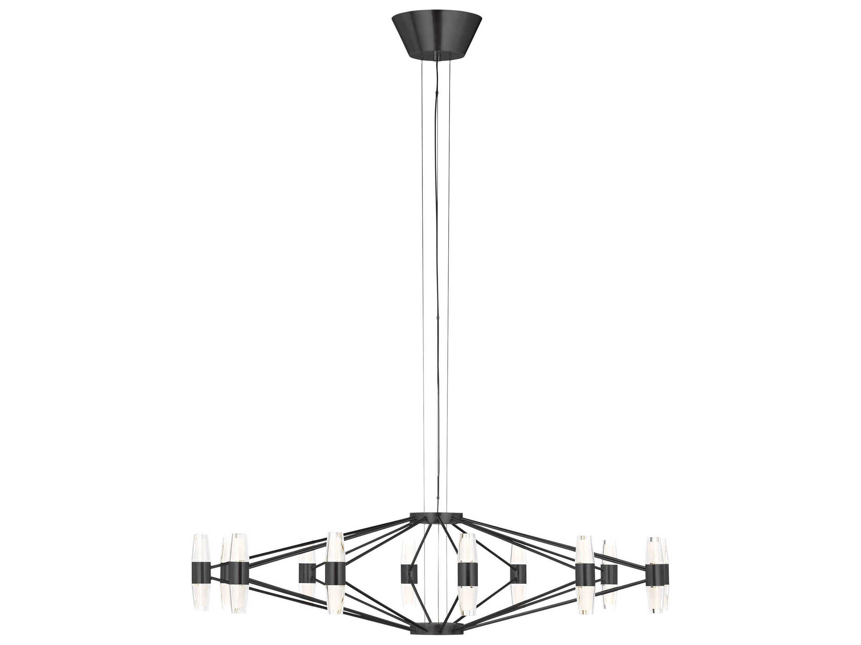 Visual Comfort Modern Lassell 24-Light Dark Bronze Geometric Chandelier