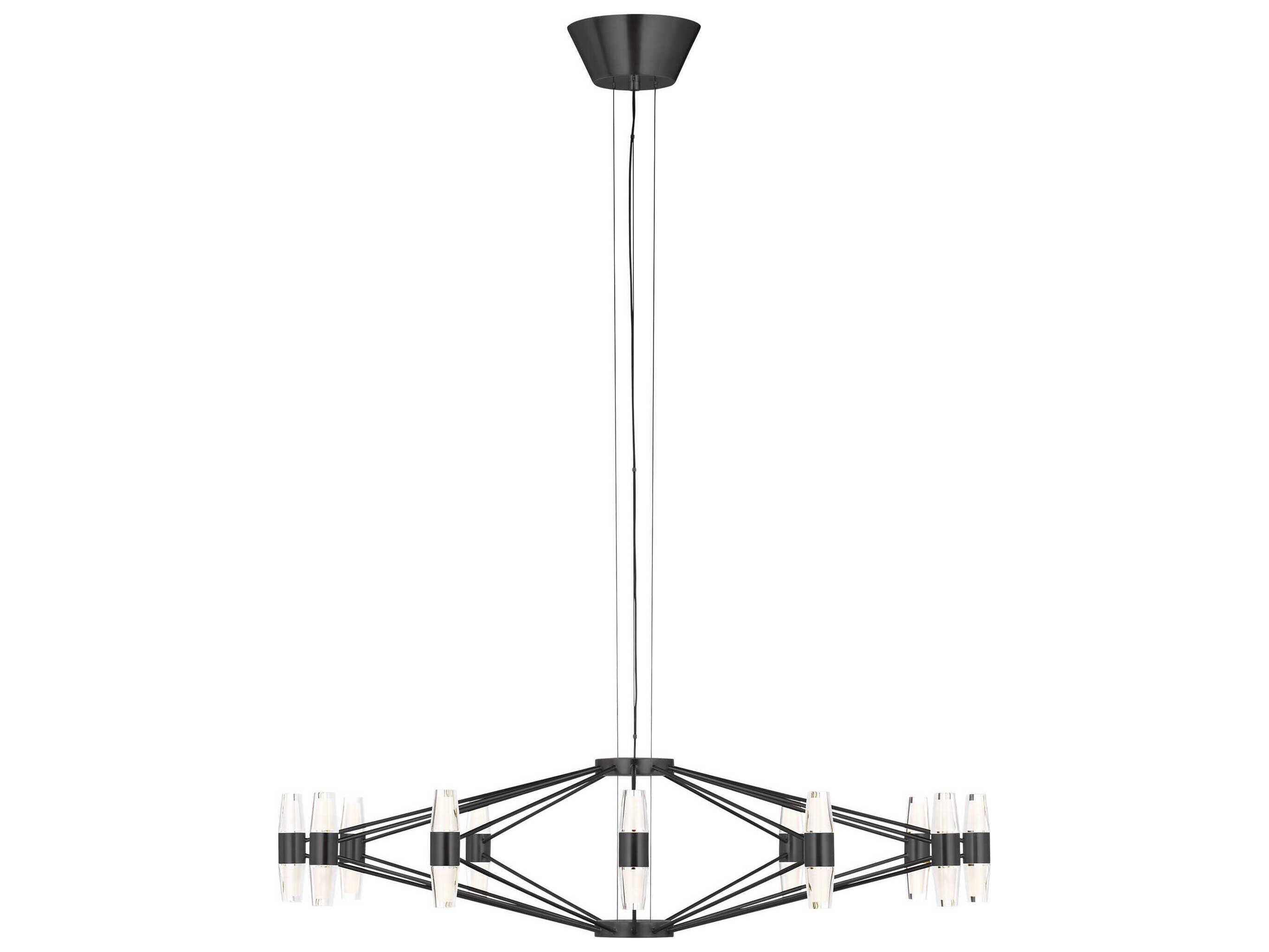 Visual Comfort Modern Lassell 24-Light Dark Bronze Geometric Chandelier