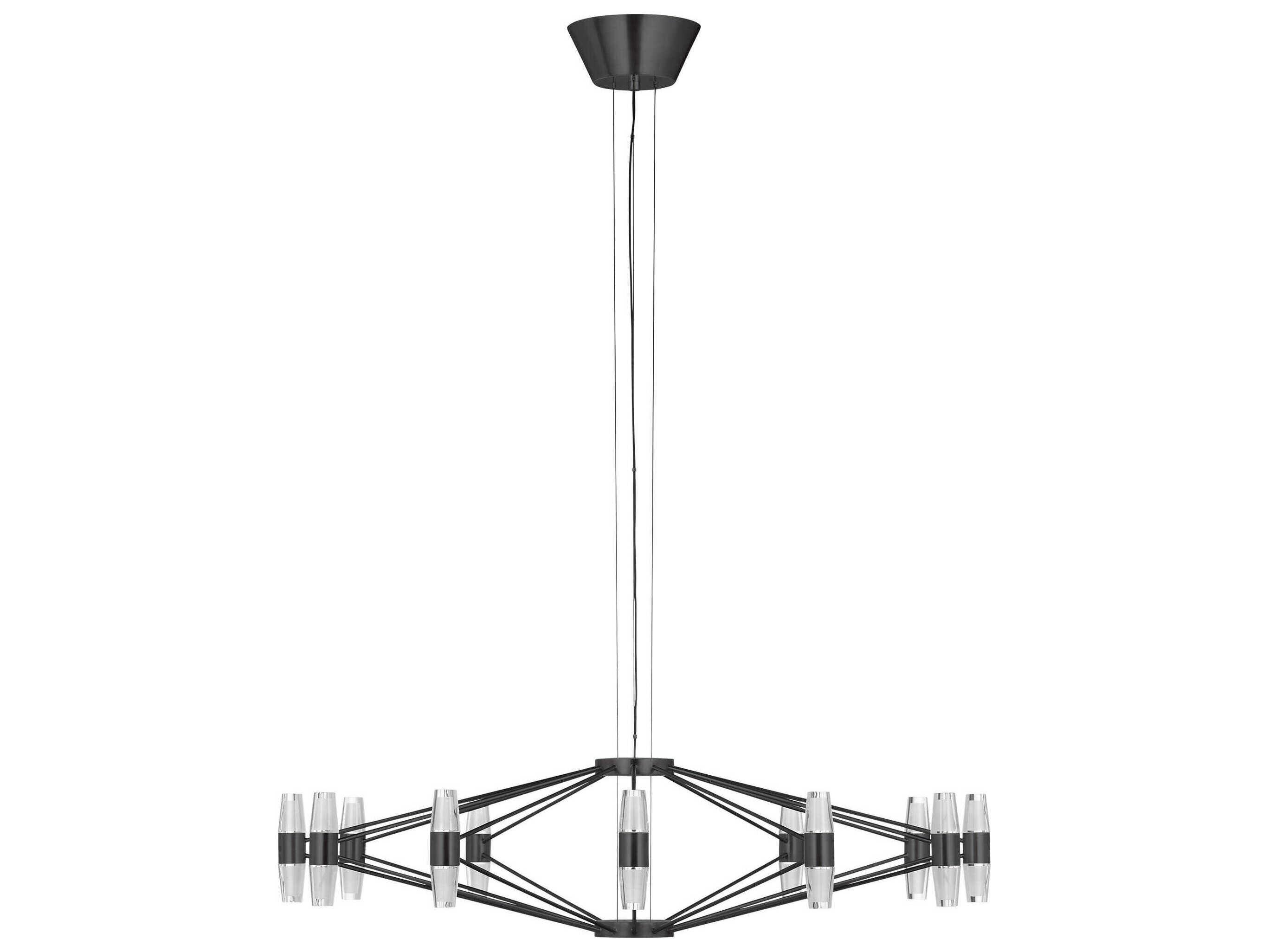 Visual Comfort Modern Lassell 24-Light Dark Bronze Geometric Chandelier