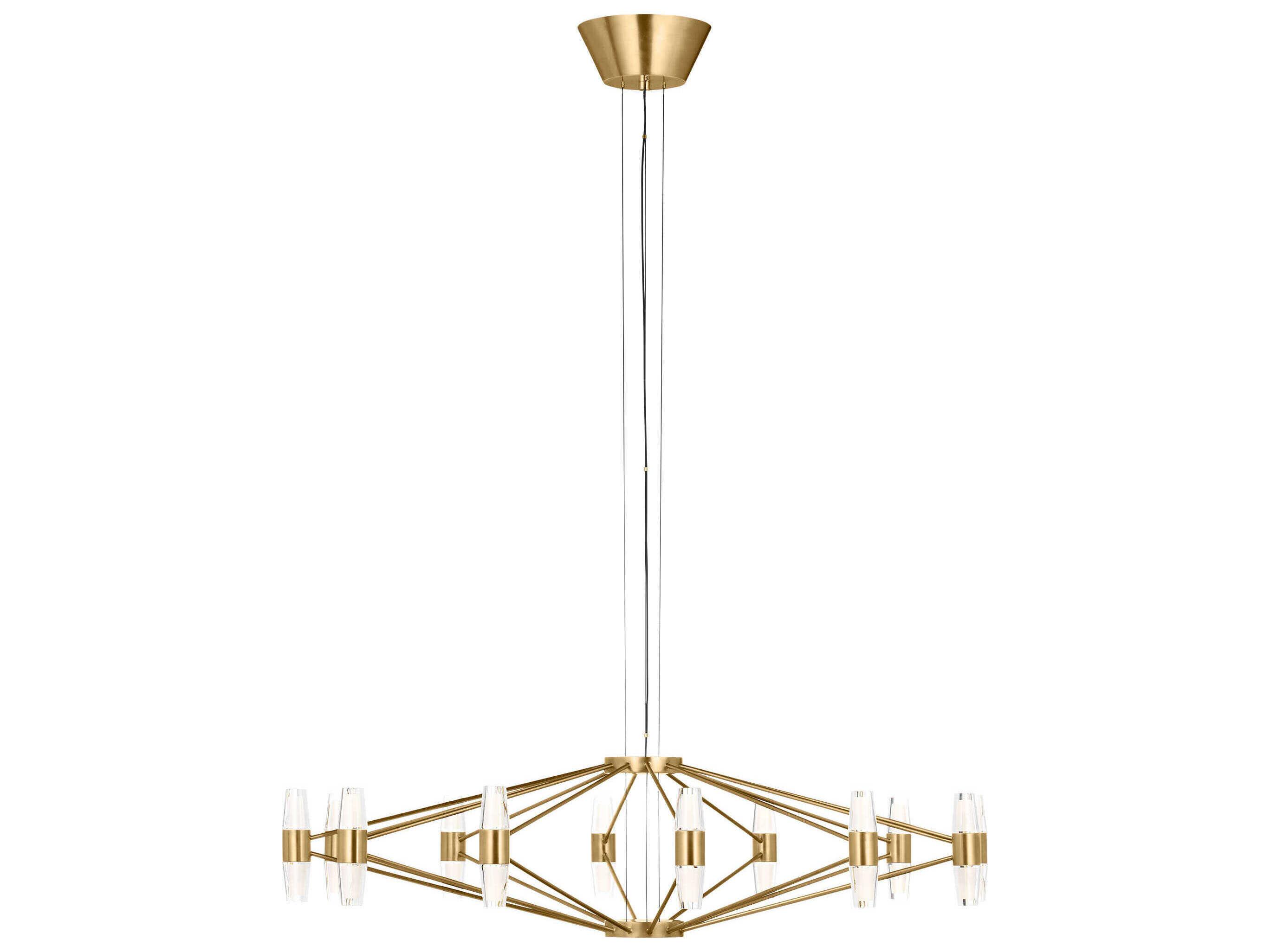 Visual Comfort Modern Lassell 24-Light Natural Brass Geometric Chandelier