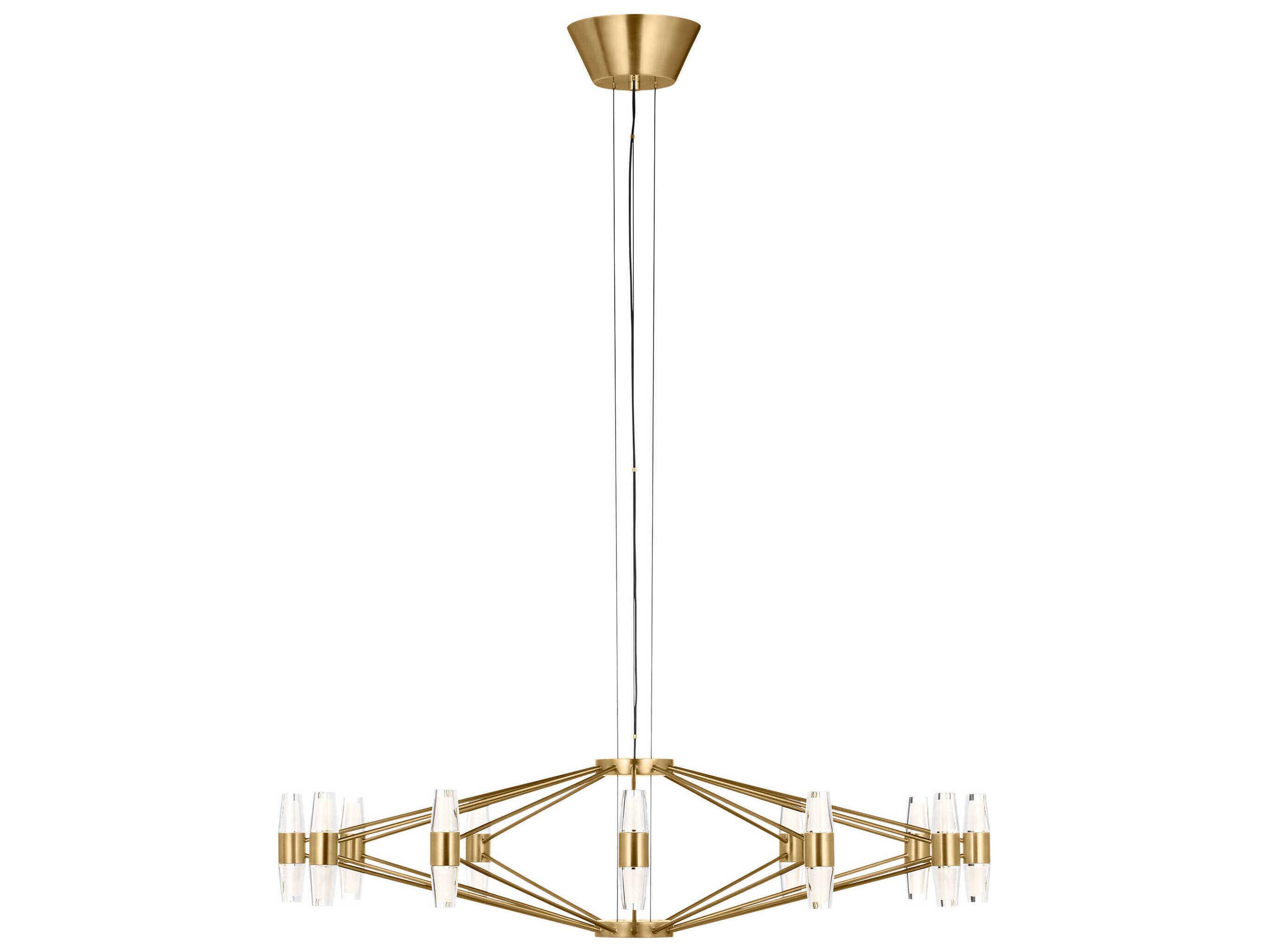 Visual Comfort Modern Lassell 24-Light Natural Brass Geometric Chandelier