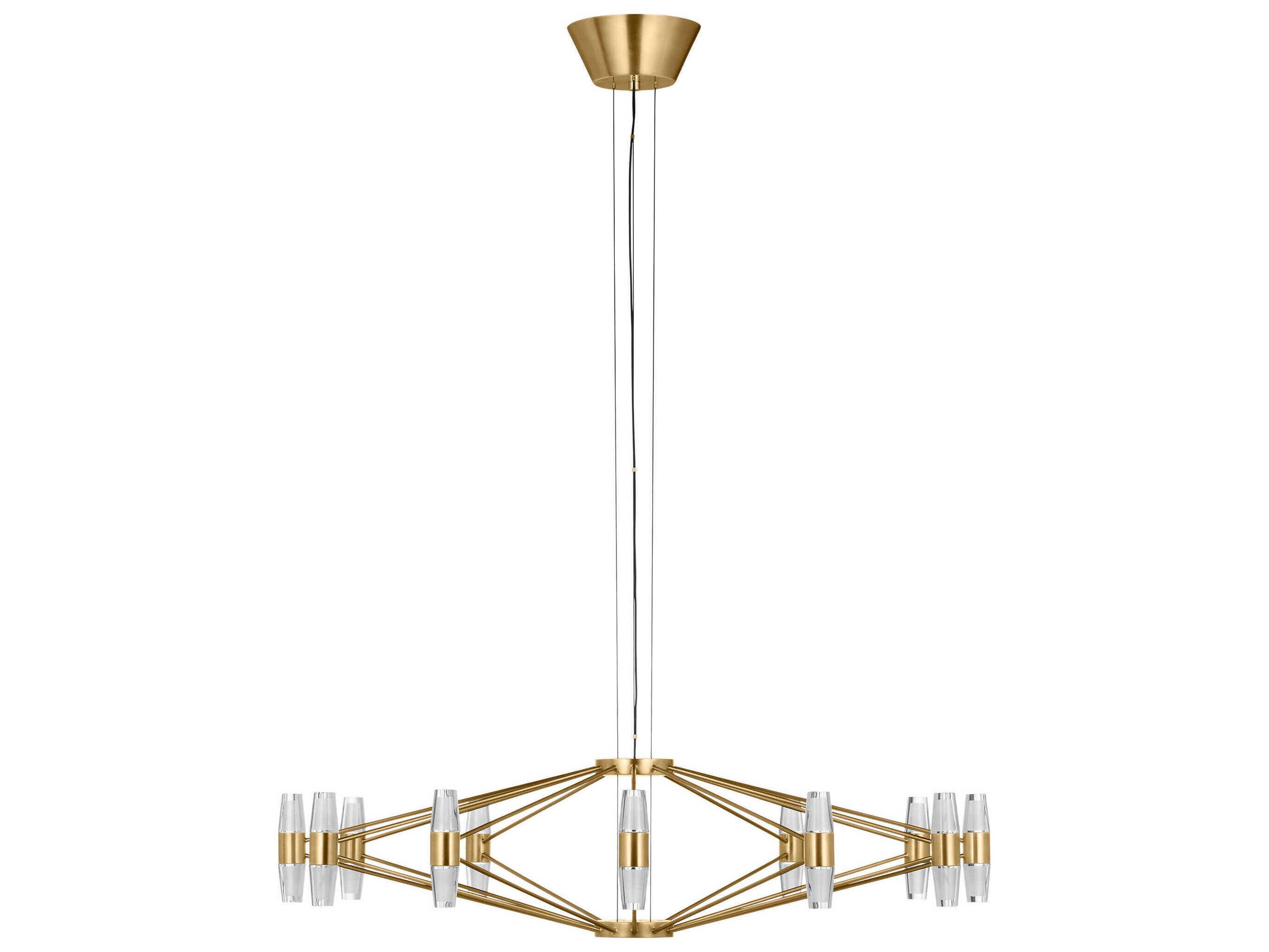 Visual Comfort Modern Lassell 24-Light Natural Brass Geometric Chandelier
