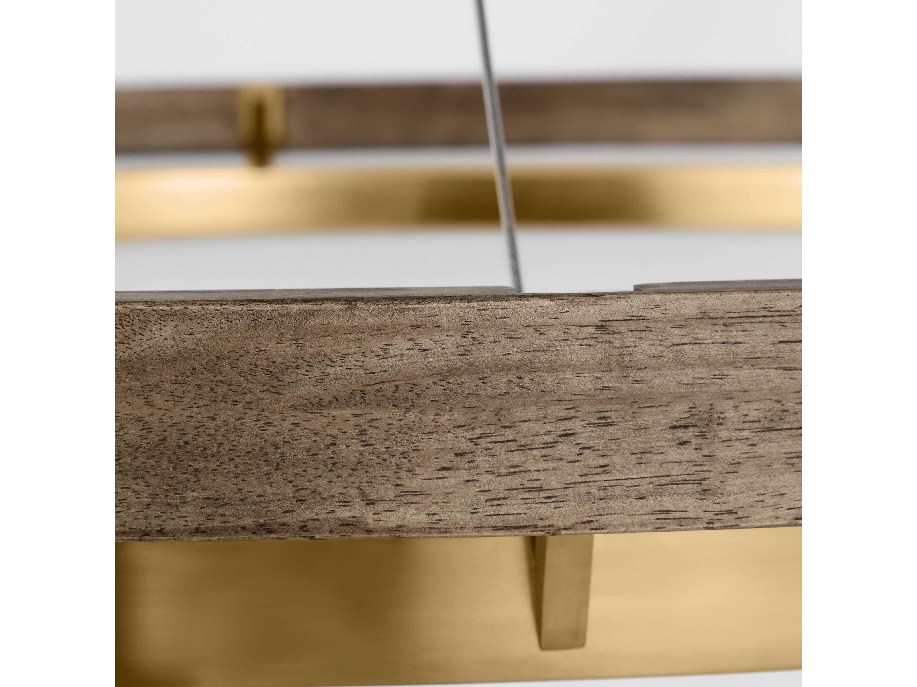 Visual Comfort Modern Grace 1-Light Natural Brass Weathered Oak Wood Brass Round Pendant