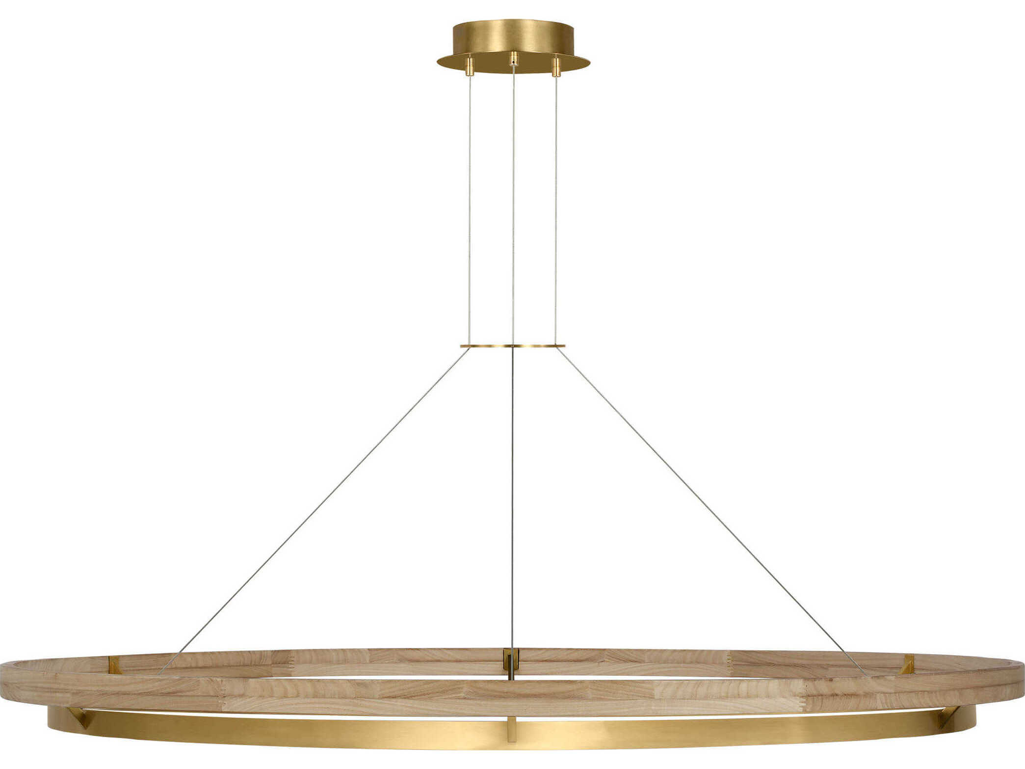 Visual Comfort Modern Grace 1-Light Hand Rubbed Antique Brass Natural Oak Pendant