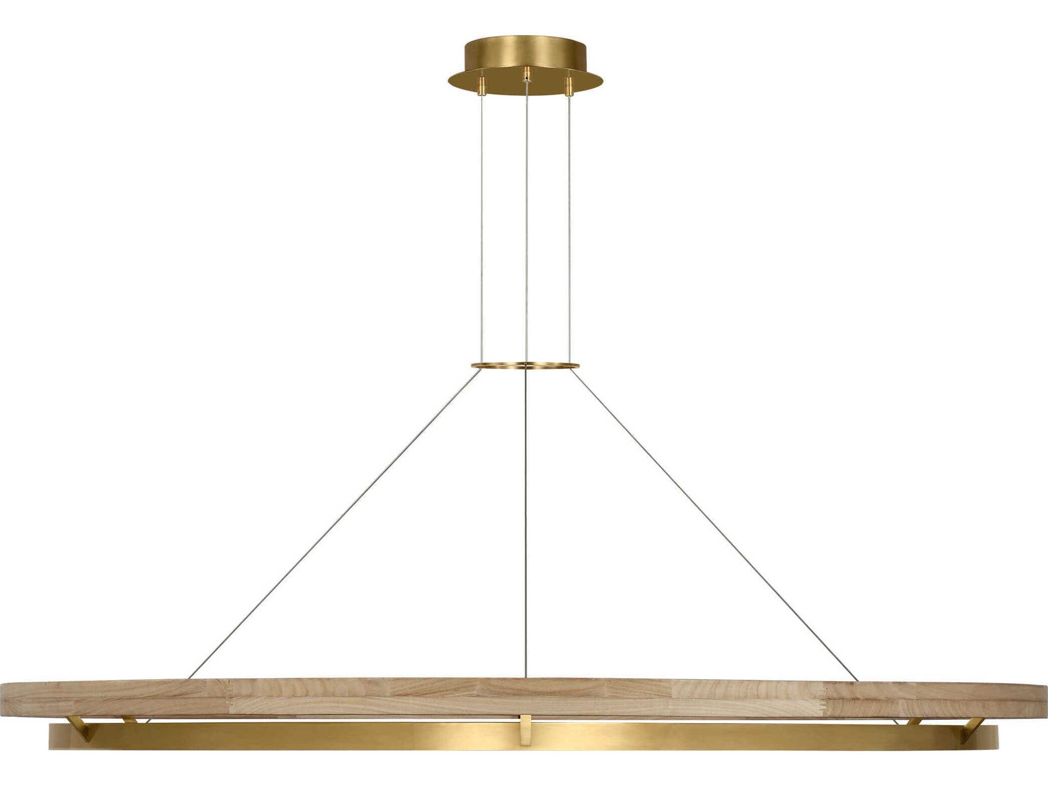 Visual Comfort Modern Grace 1-Light Hand Rubbed Antique Brass Natural Oak Pendant