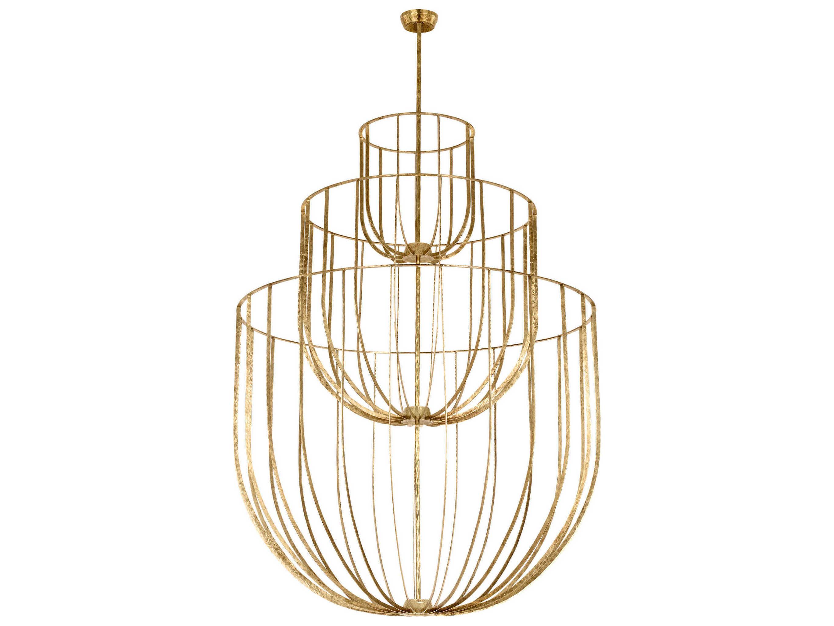Visual Comfort Modern Sanchi 4-Light Polished Antique Brass Tiered Chandelier