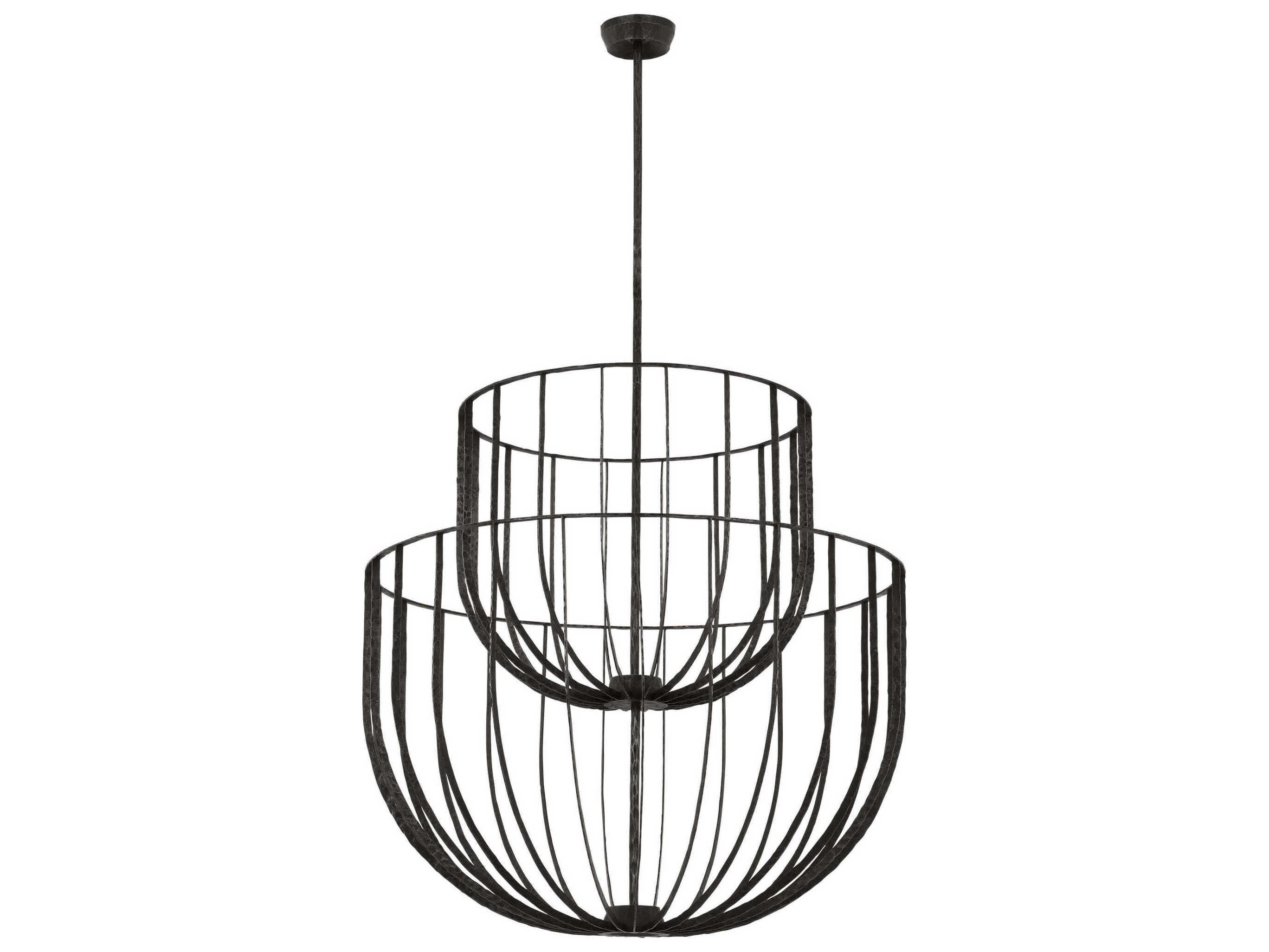 Visual Comfort Modern Sanchi 3-Light Aged Iron Gray Tiered Chandelier